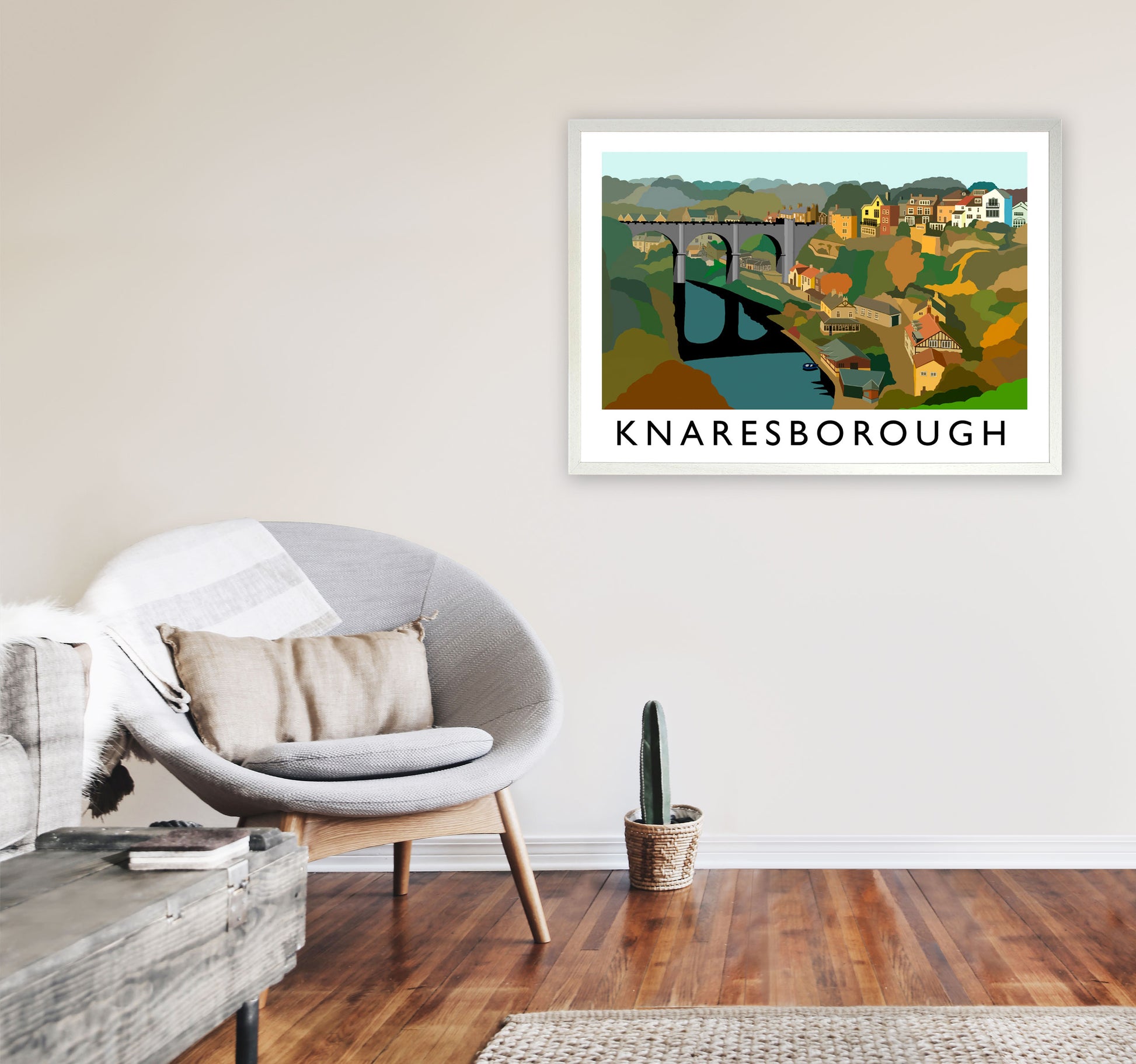 Knaresborough Framed Digital Art Print by Richard O'Neill A1 Oak Frame