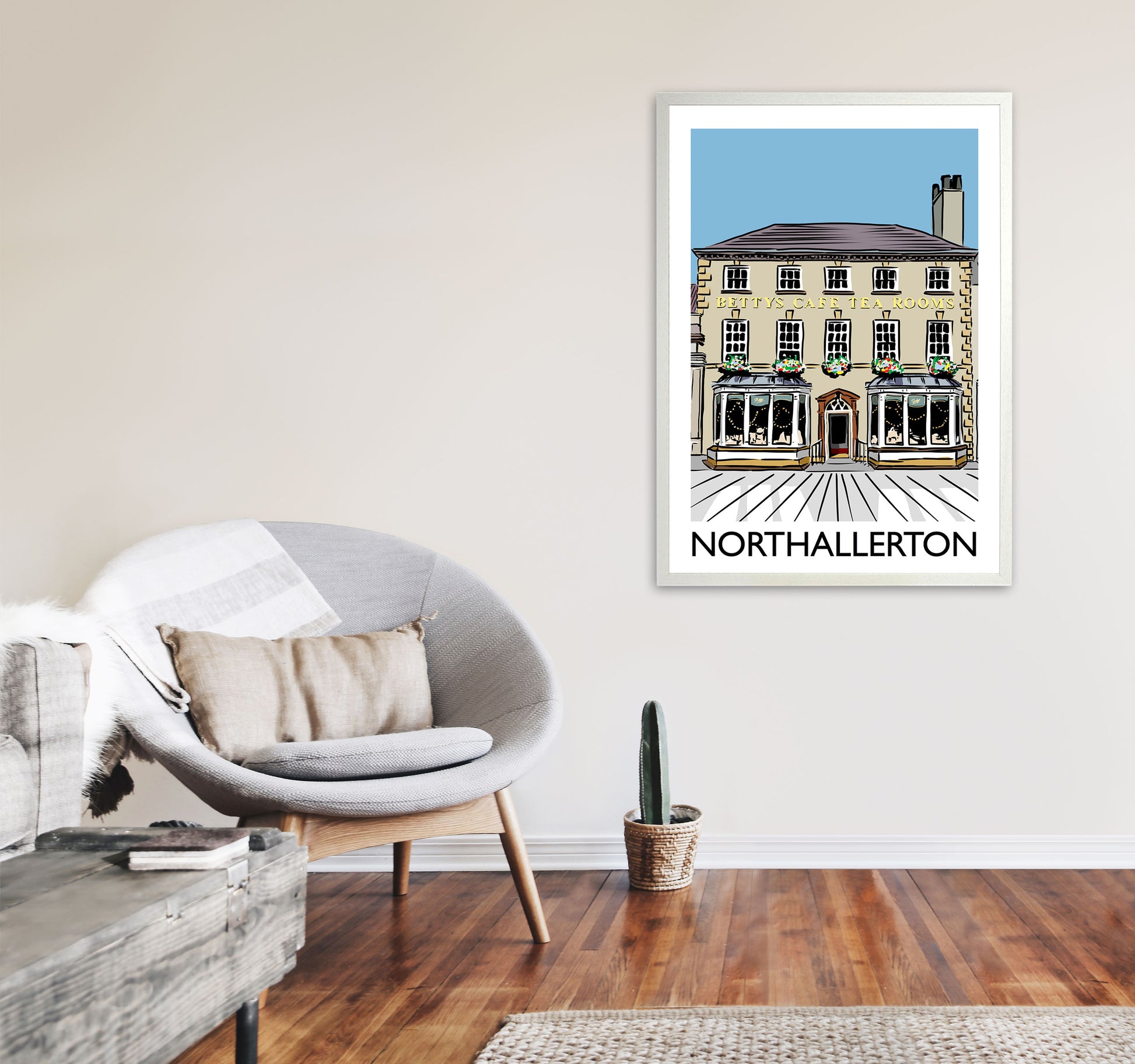 Northallerton Art Print by Richard O'Neill A1 Oak Frame