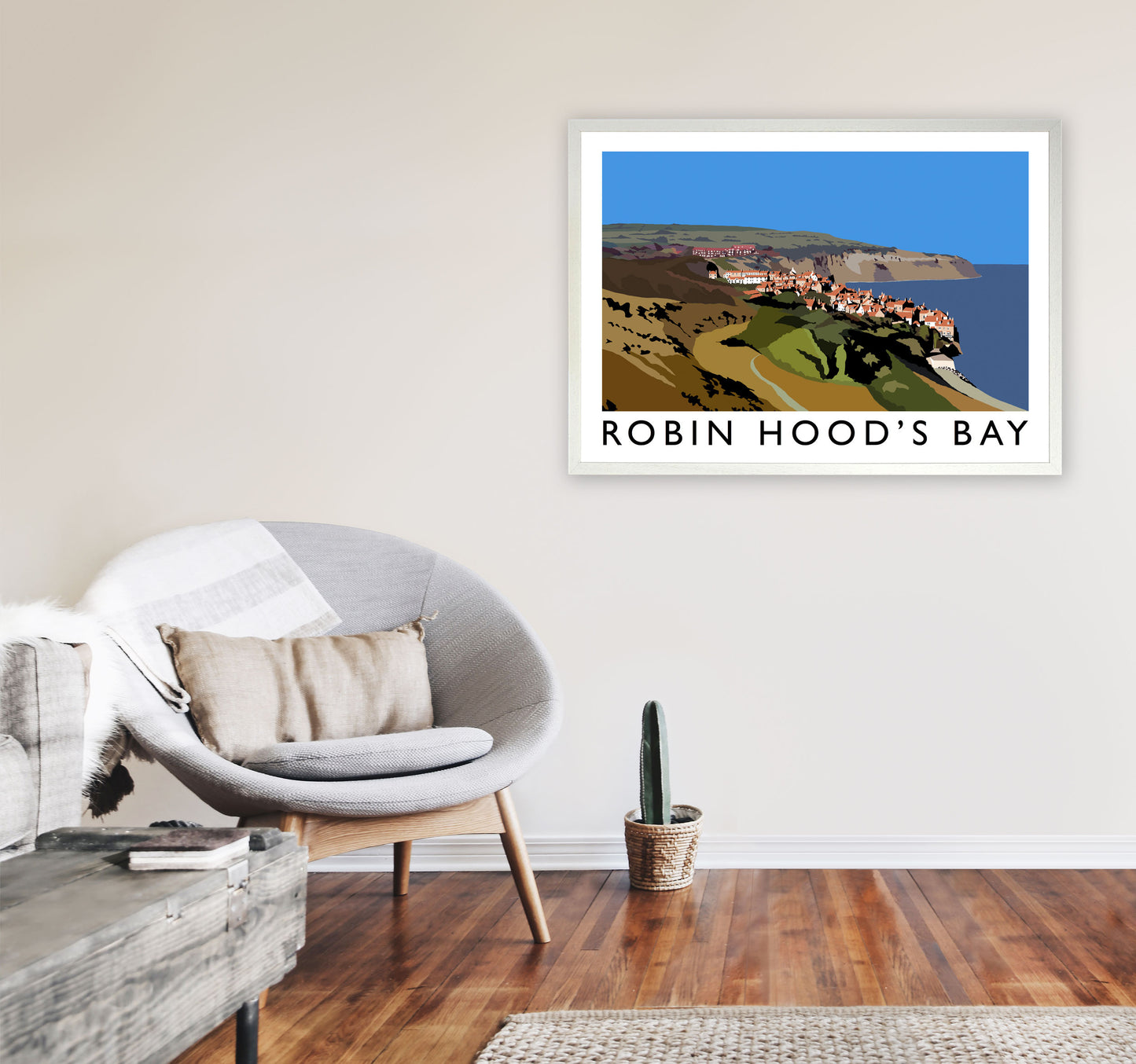 Robin Hood's Bay Art Print by Richard O'Neill A1 Oak Frame