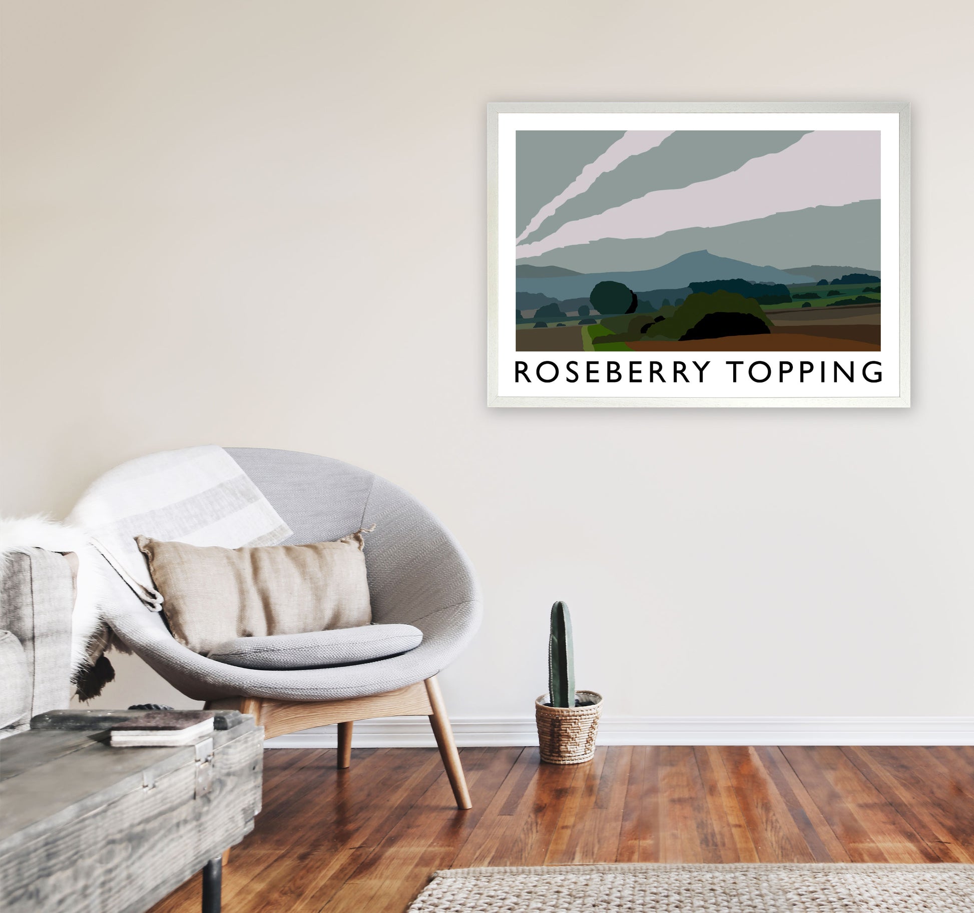 Roseberry Topping 2 Art Print by Richard O'Neill A1 Oak Frame