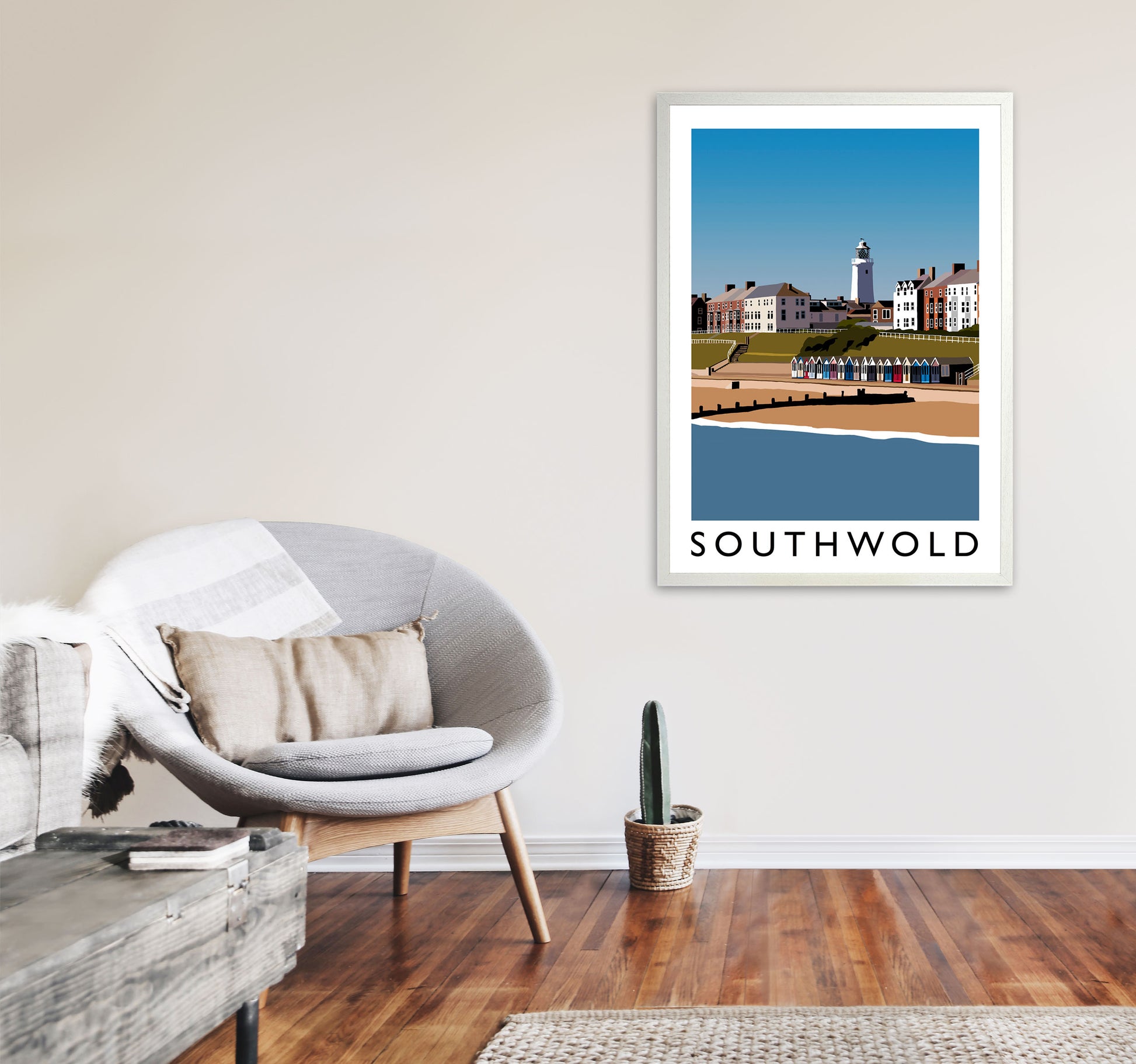 Southwold Framed Digital Art Print by Richard O'Neill A1 Oak Frame