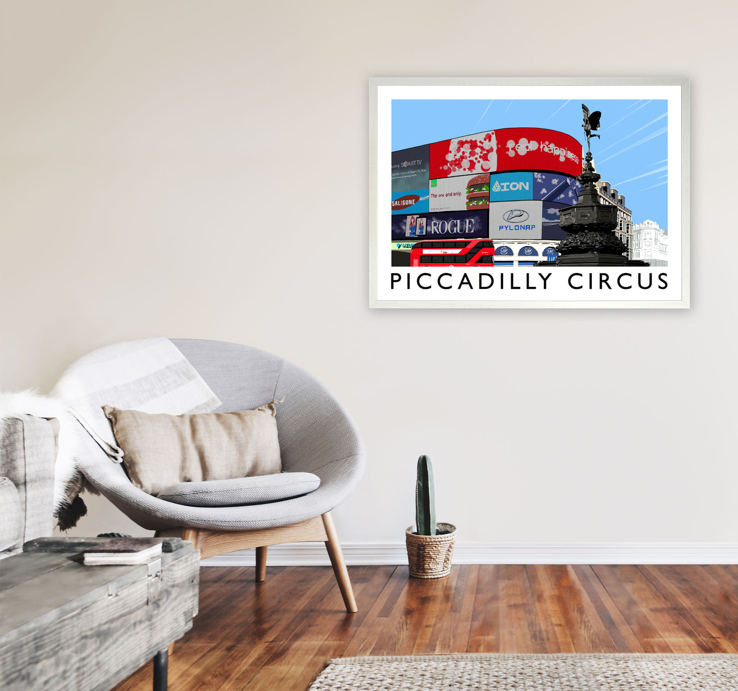 Piccadilly Circus London Art Print by Richard O'Neill A1 Oak Frame