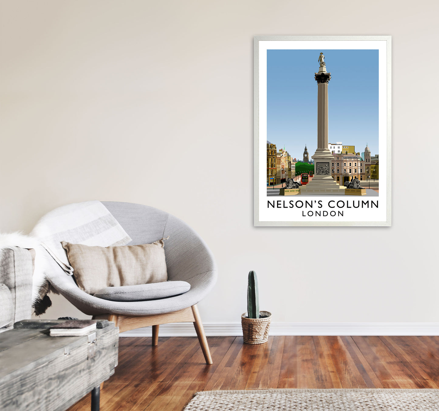 Nelson's Column London Art Print by Richard O'Neill A1 Oak Frame