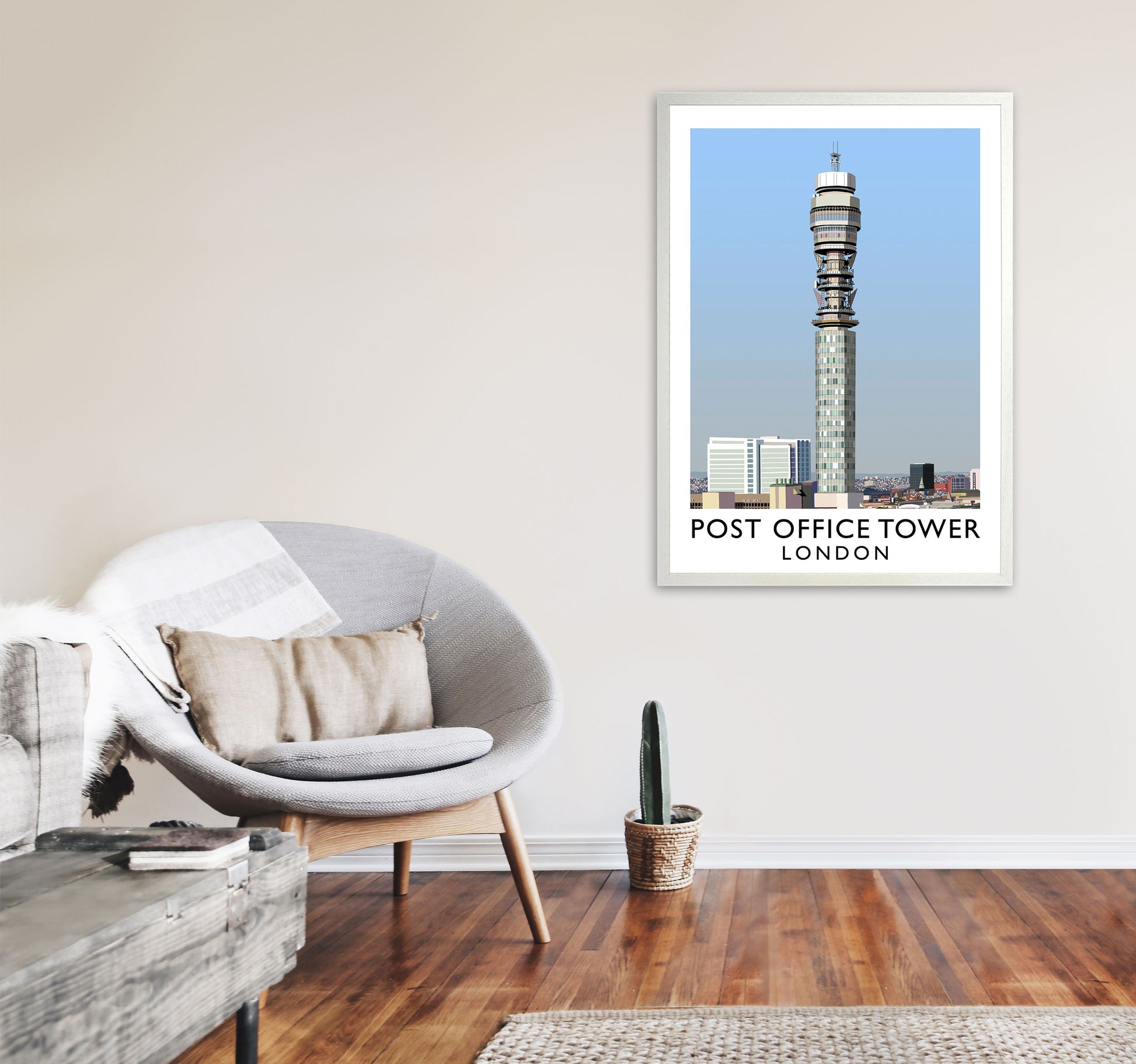 Post Office Tower London Art Print by Richard O'Neill A1 Oak Frame