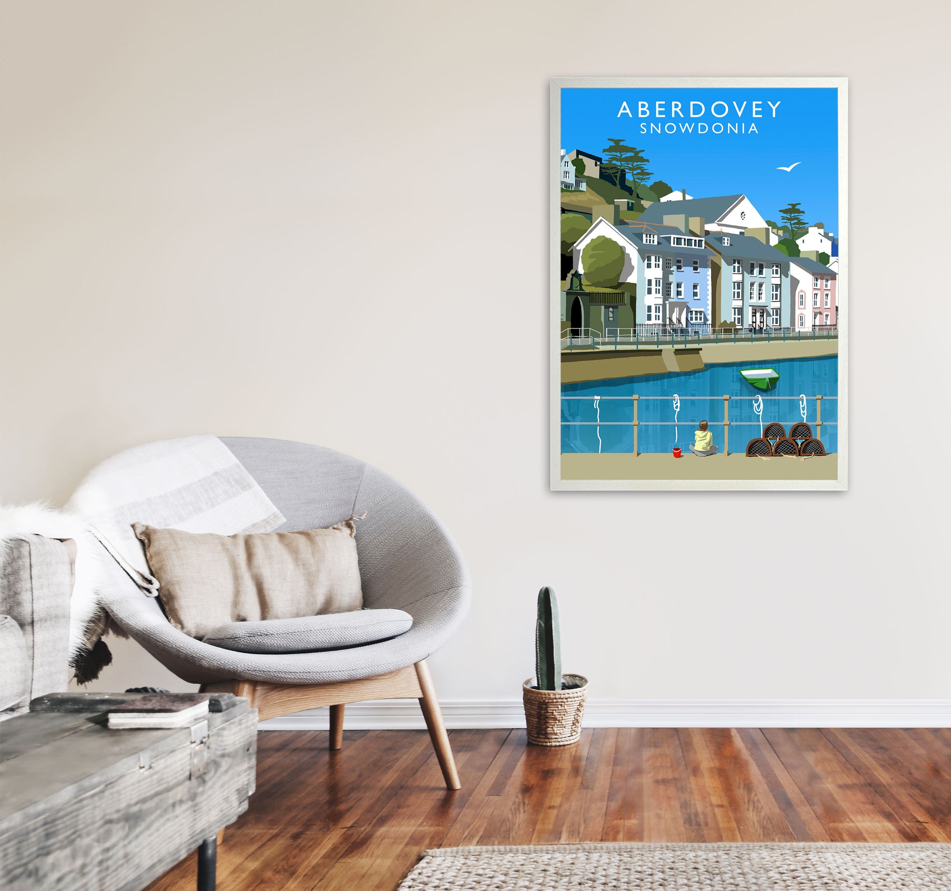 Aberdovey Snowdonia Art Print by Richard O'Neill A1 Oak Frame