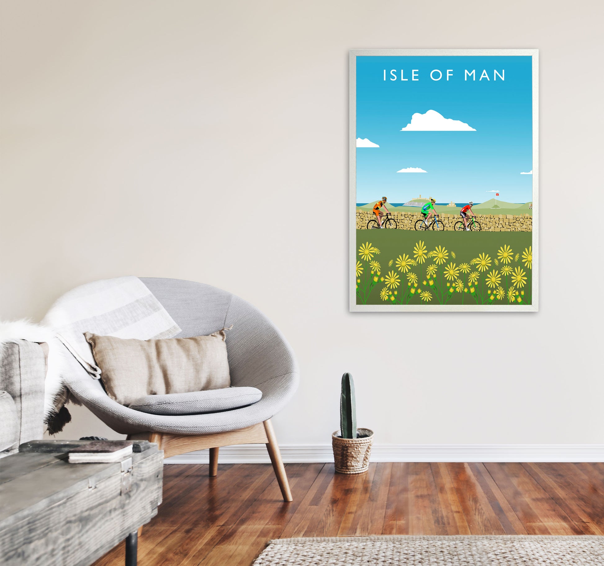 Isle of Man Art Print by Richard O'Neill A1 Oak Frame