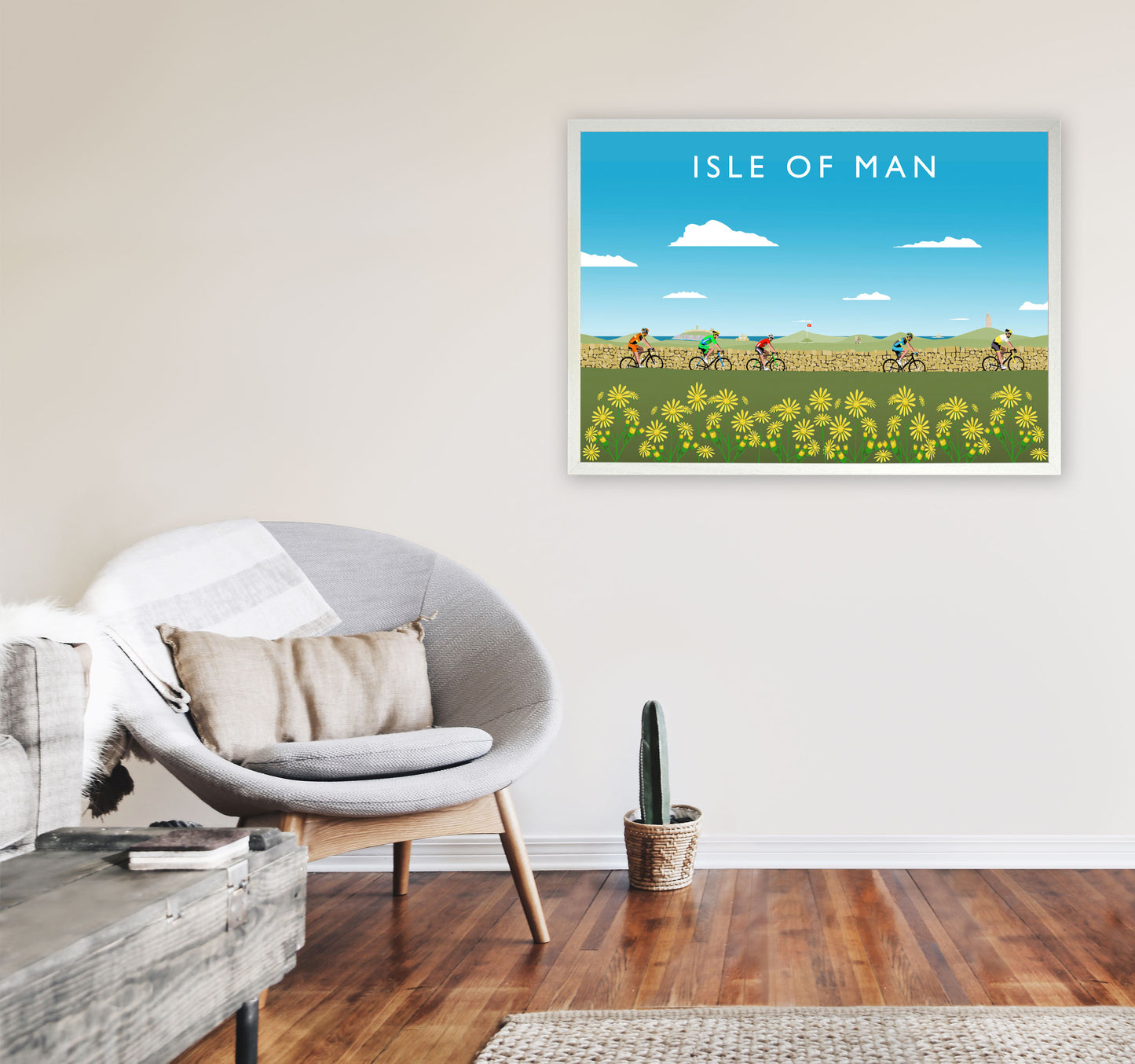 Isle Of Man Cycling (Landscape) by Richard O'Neill A1 Oak Frame