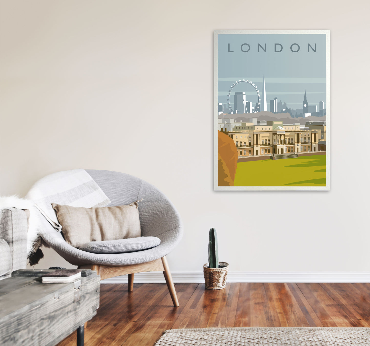 London (Portrait) by Richard O'Neill A1 Oak Frame