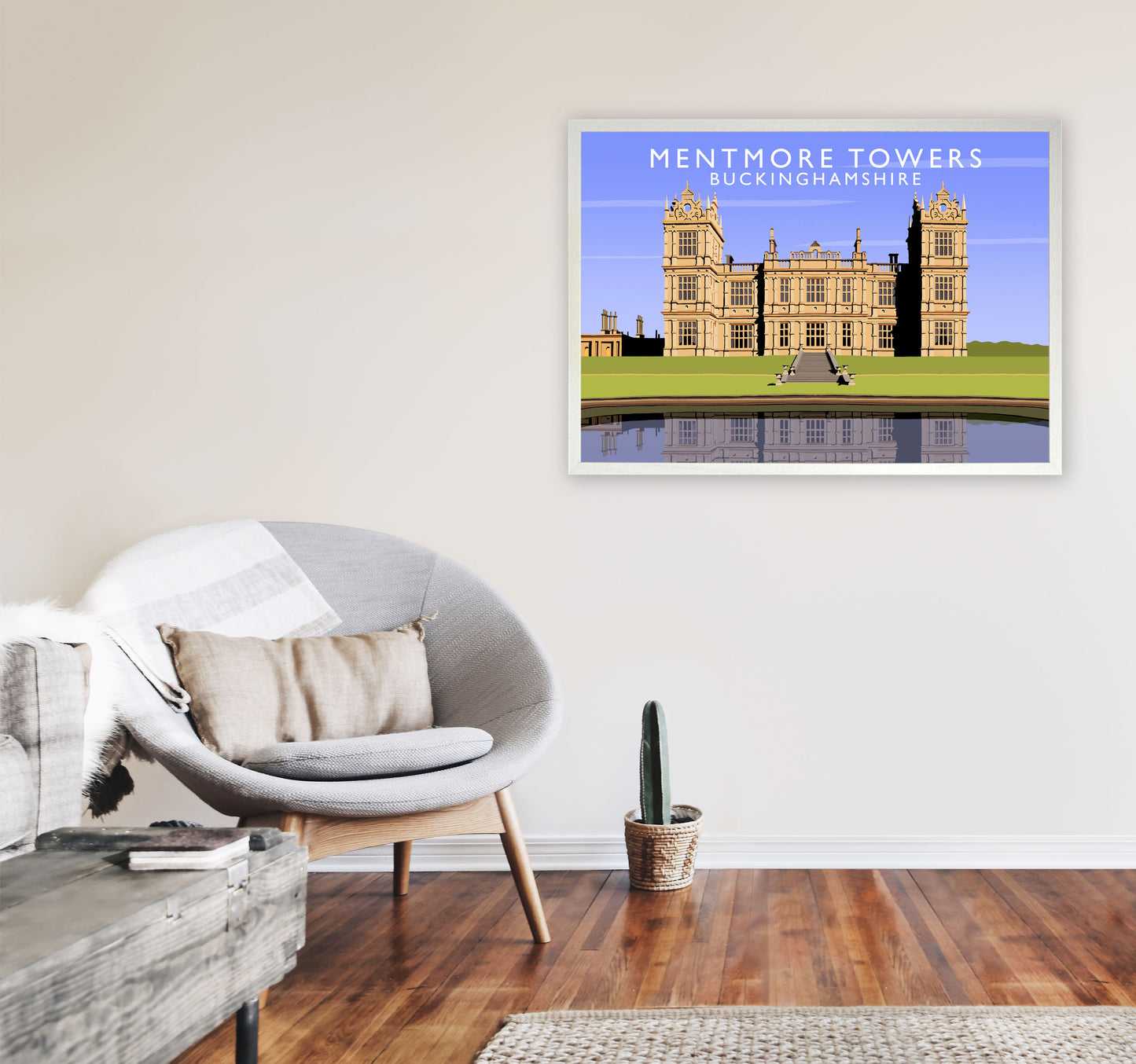 Mentmore Towers (Landscape) by Richard O'Neill A1 Oak Frame