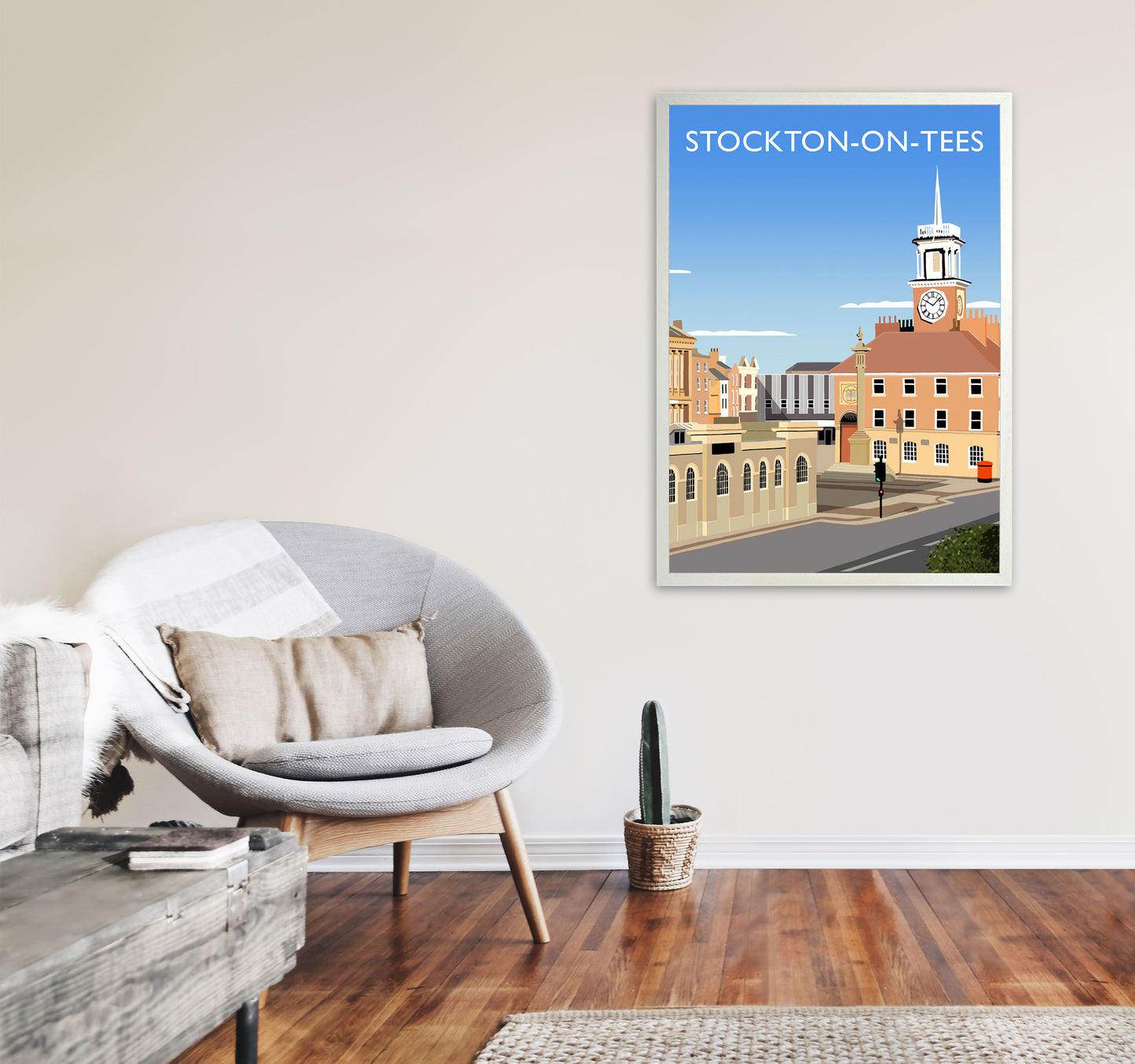 Stockton On Tees (Portrait) by Richard O'Neill A1 Oak Frame