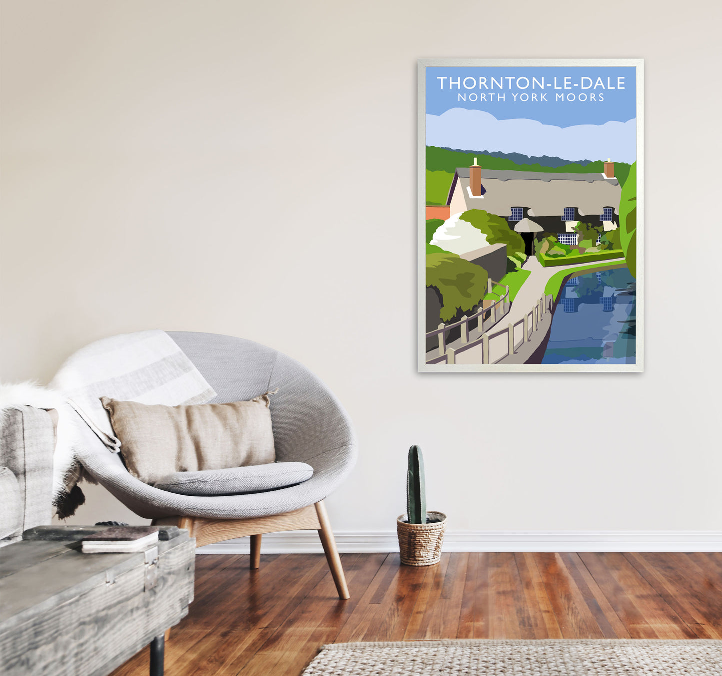 Thornton-Le-Dale (Portrait) by Richard O'Neill Yorkshire Art Print A1 Oak Frame