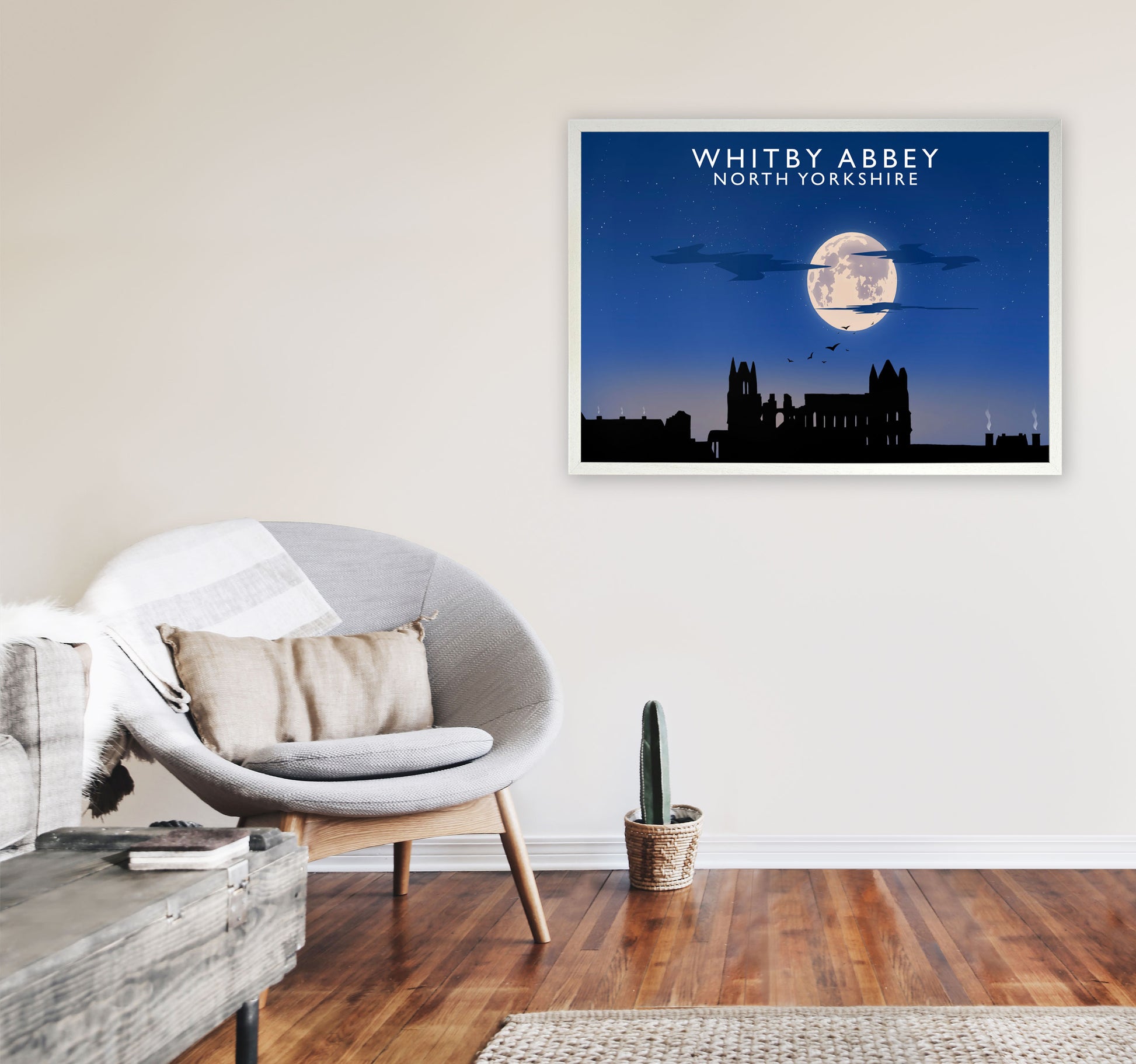 Whitby Abbey (Night) (Landscape) by Richard O'Neill Yorkshire Art Print A1 Oak Frame