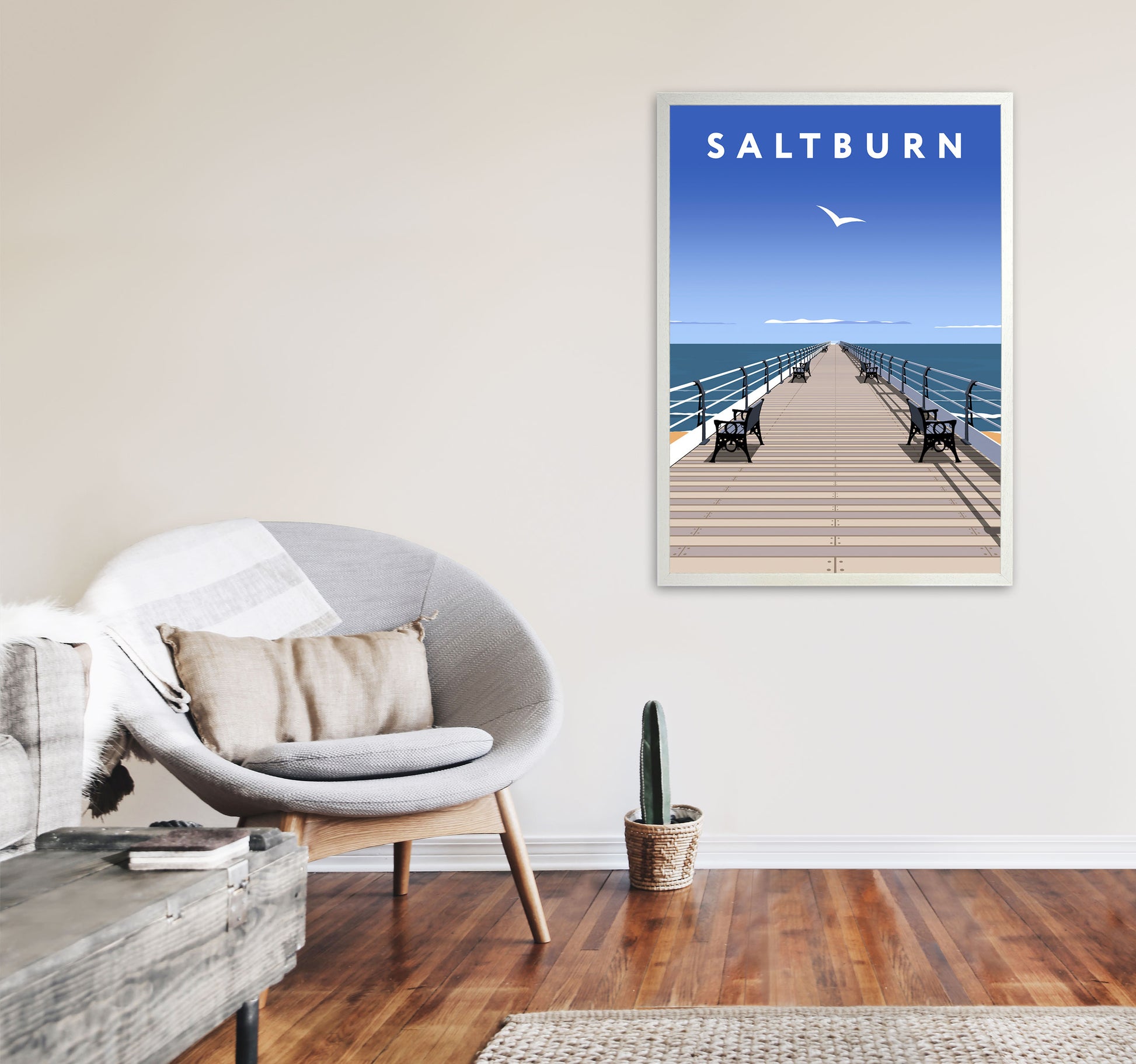 Saltburn Portrait by Richard O'Neill A1 Oak Frame