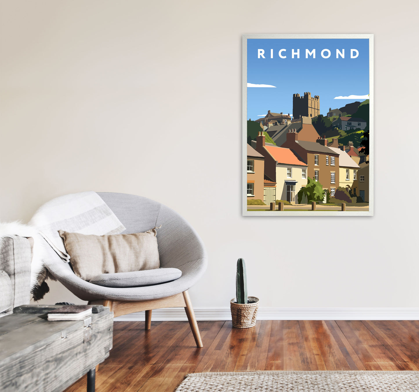 Richmond4 Portrait  Travel Art Print by Richard O'Neill, Framed Wall Art A1 Oak Frame