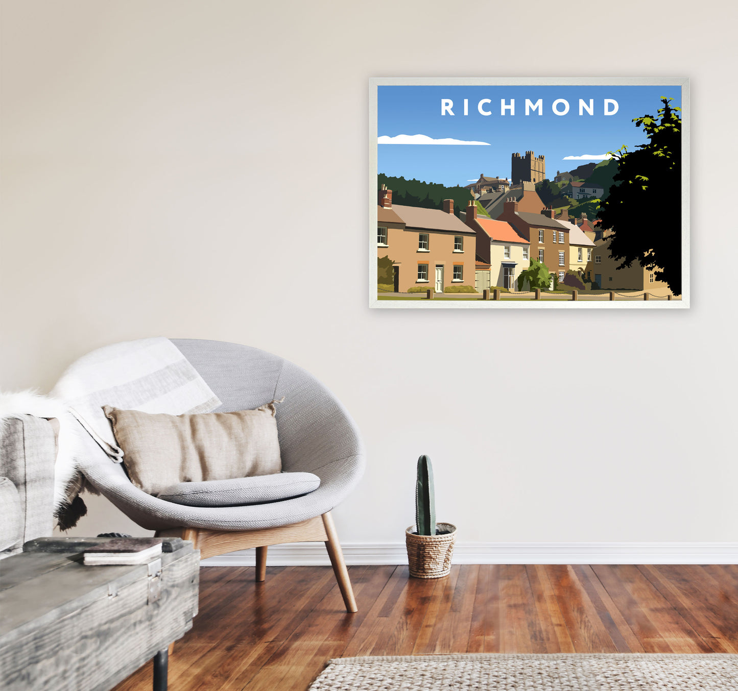 Richmond4 Travel Art Print by Richard O'Neill, Framed Wall Art A1 Oak Frame