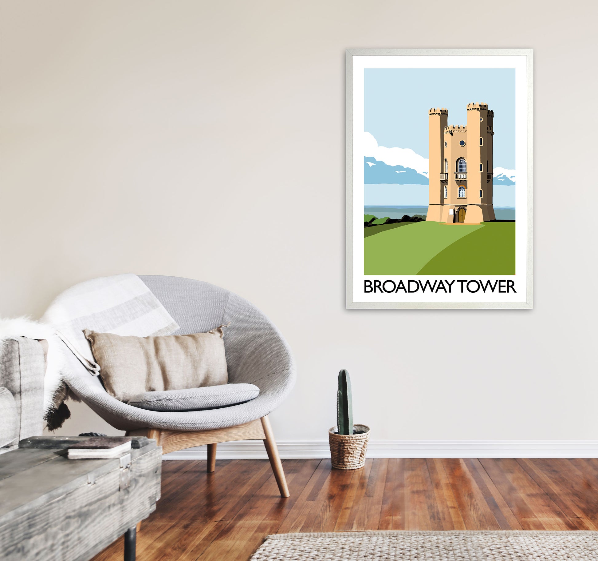 Broadway Tower Portrait Art Print by Richard O'Neill A1 Oak Frame