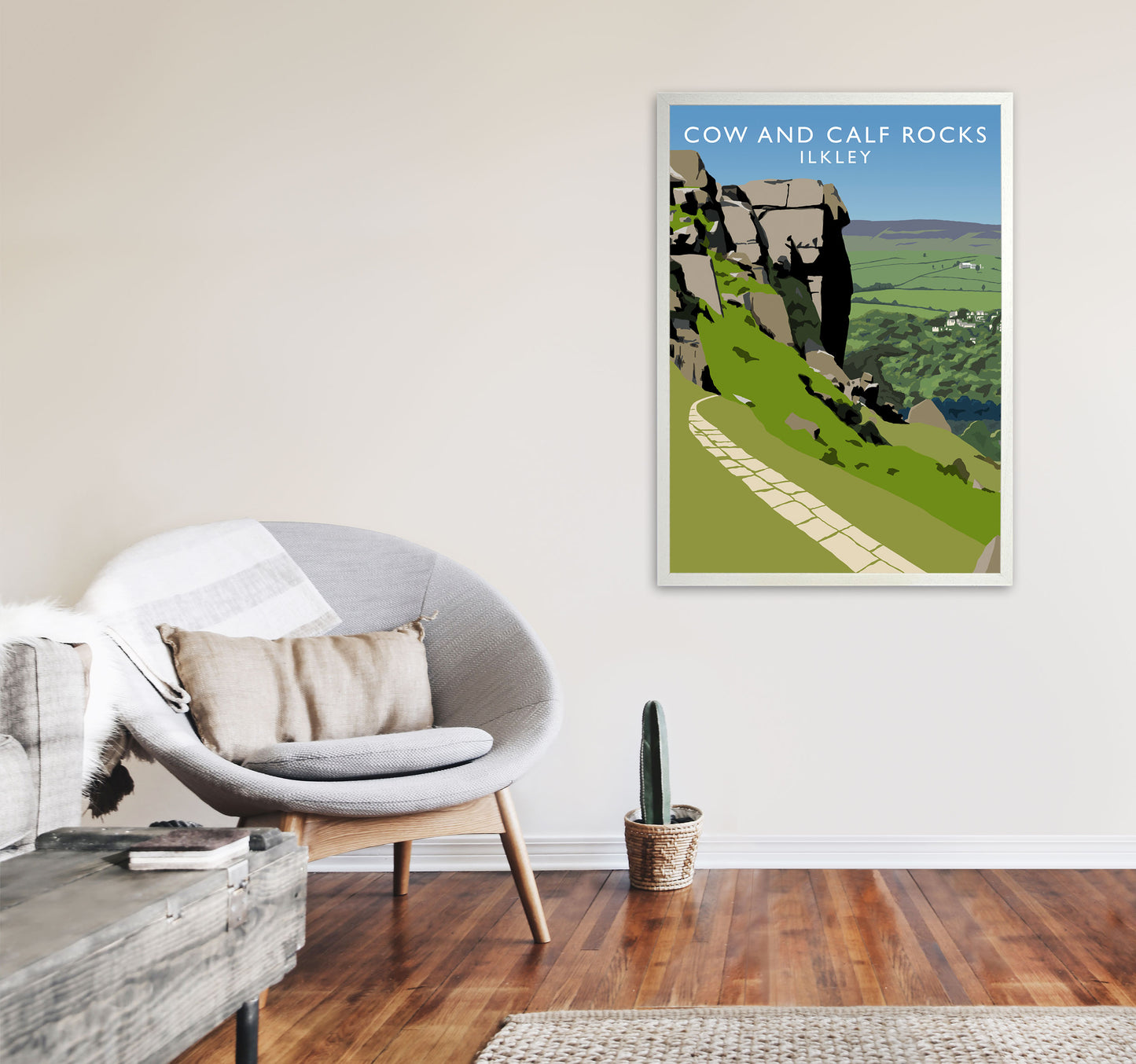 Cow And Calf Rocks Portrait by Richard O'Neill A1 Oak Frame