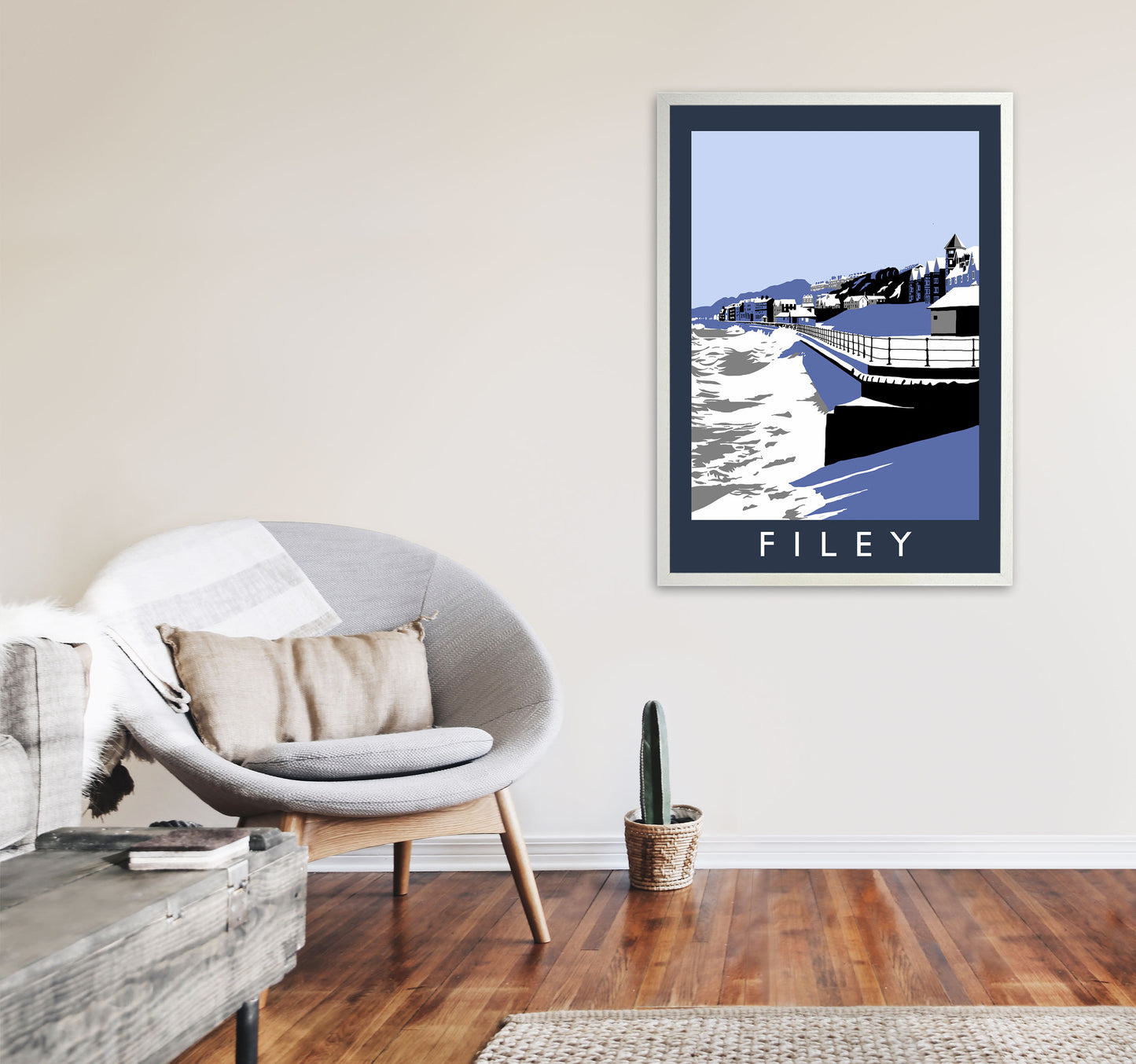 Filey Art Print by Richard O'Neill A1 Oak Frame