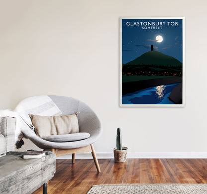 Glastonbury Tor Somerset Framed Digital Art Print by Richard O'Neill A1 Oak Frame