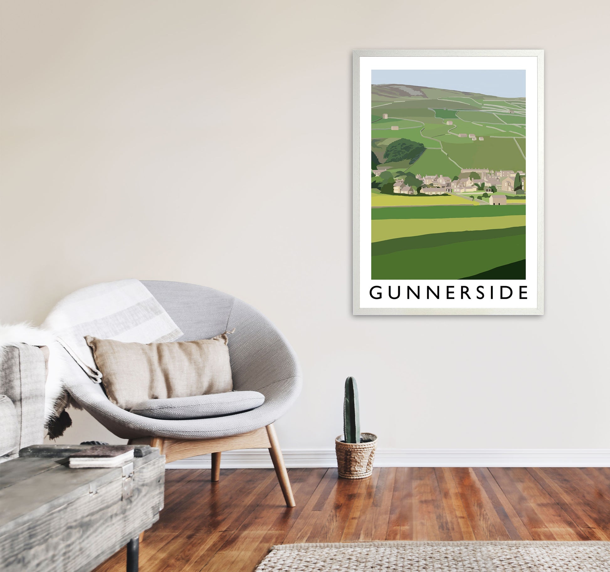 Gunnerside Portrait by Richard O'Neill A1 Oak Frame