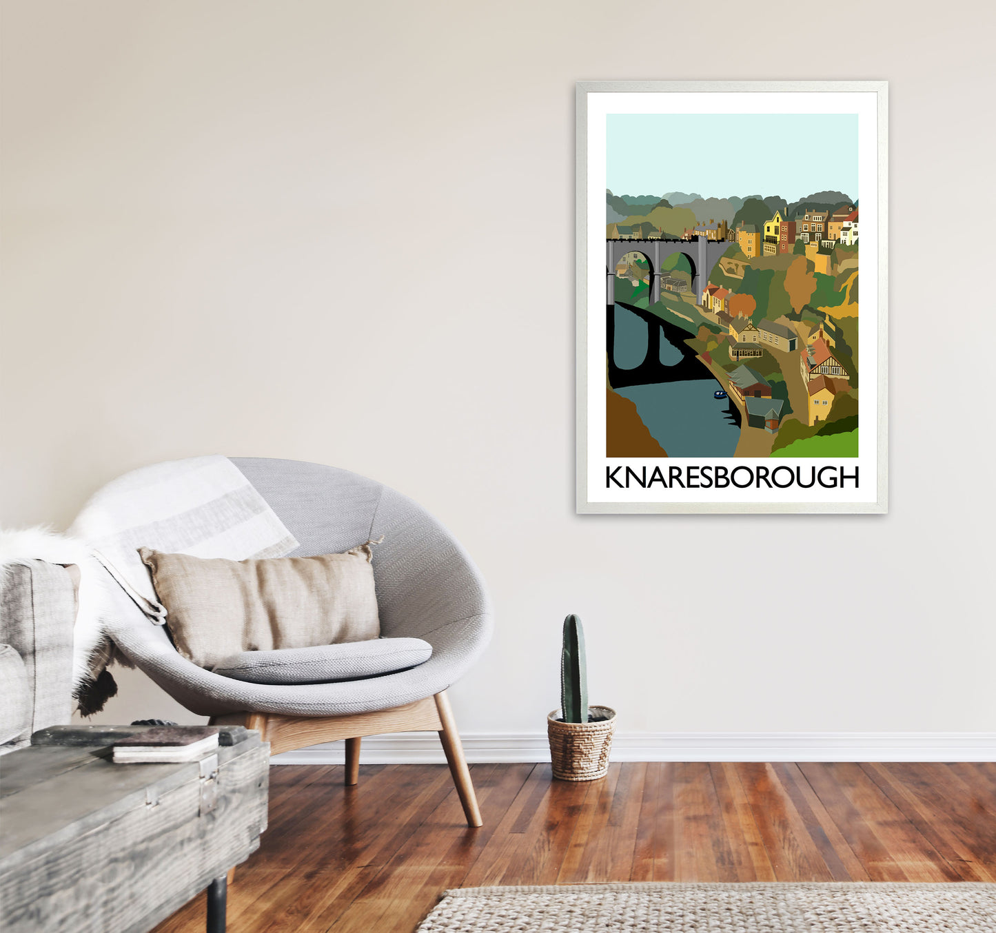 Knaresborough Digital Art Print by Richard O'Neill, Framed Wall Art A1 Oak Frame