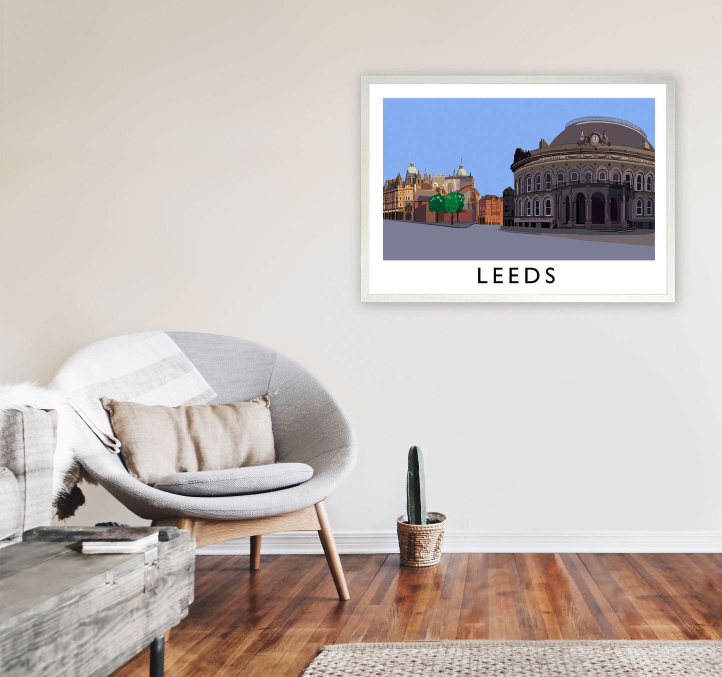 Leeds Digital Art Print by Richard O'Neill, Framed Wall Art A1 Oak Frame