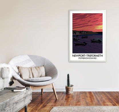 Newport Trefdraeth Pembrokeshire Portrait Travel Art Print by Richard O'Neill A1 Oak Frame