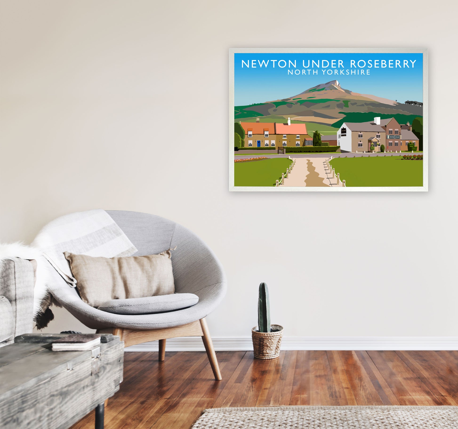 Newton Under Roseberry North Yorkshire Digital Art Print by Richard O'Neill A1 Oak Frame