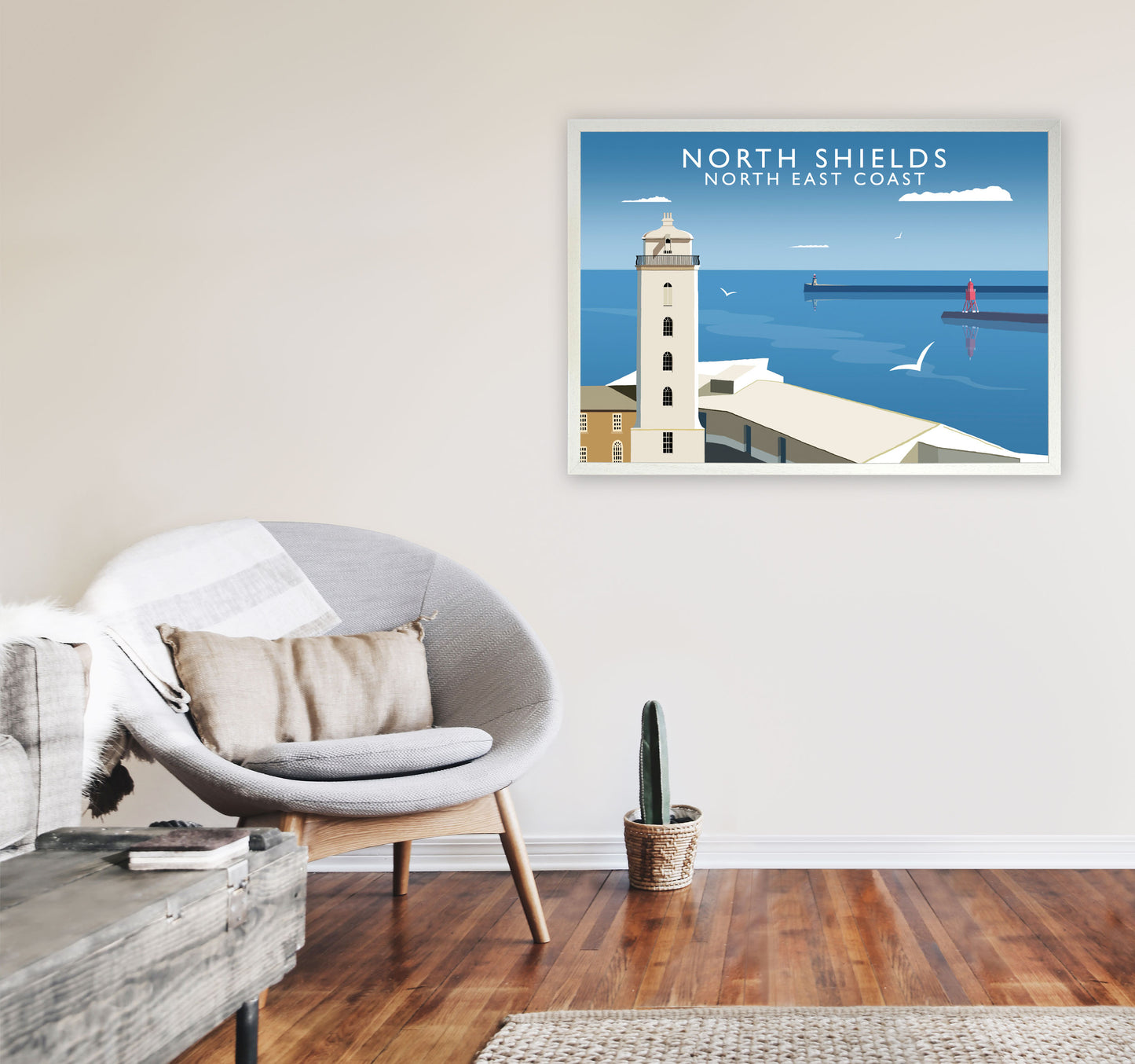 North Shields East Coast Travel Art Print by Richard O'Neill A1 Oak Frame