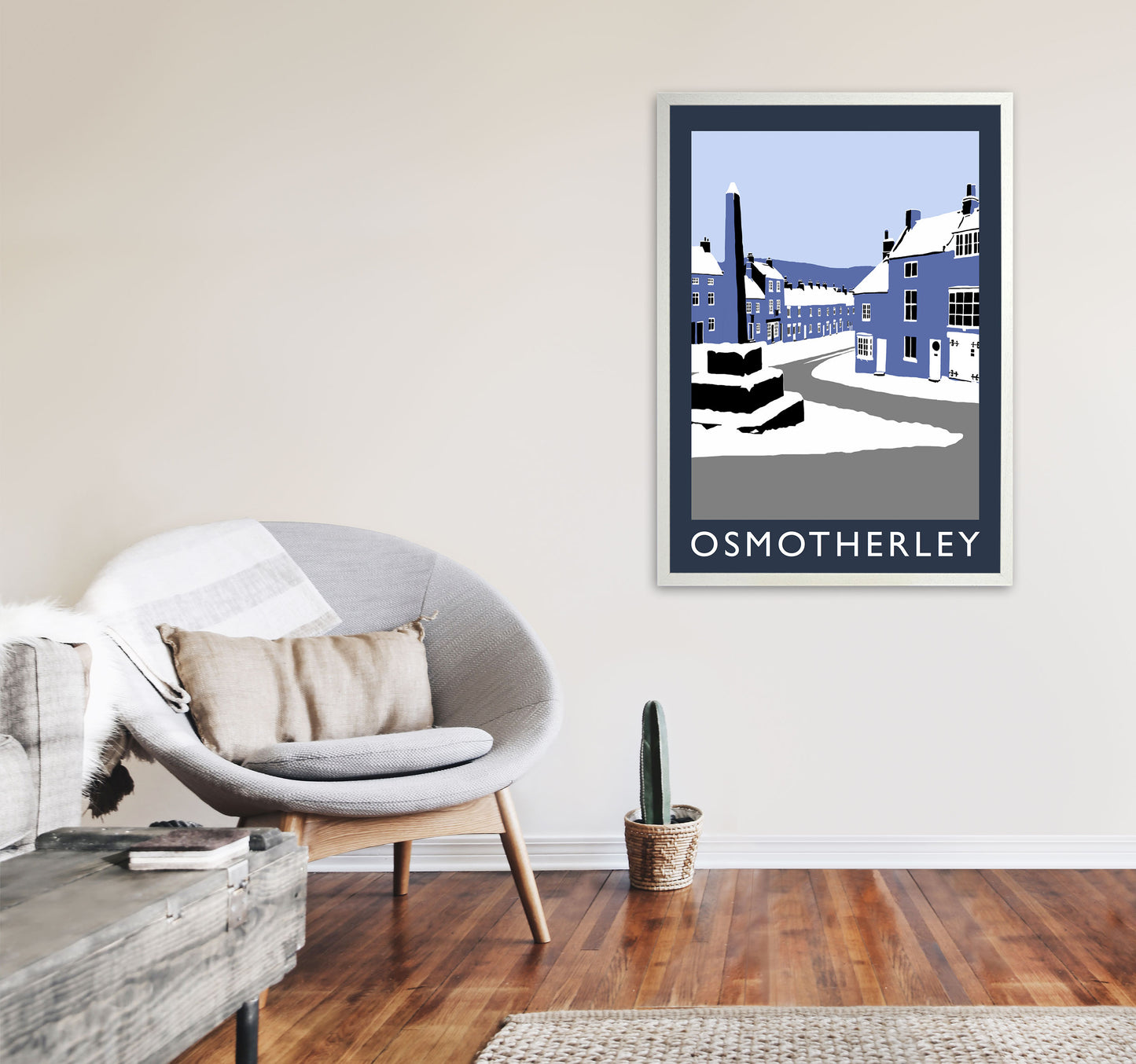 Osmotherley In Snow2 Portrait Travel Art Print by Richard O'Neill, Framed Wall Art A1 Oak Frame