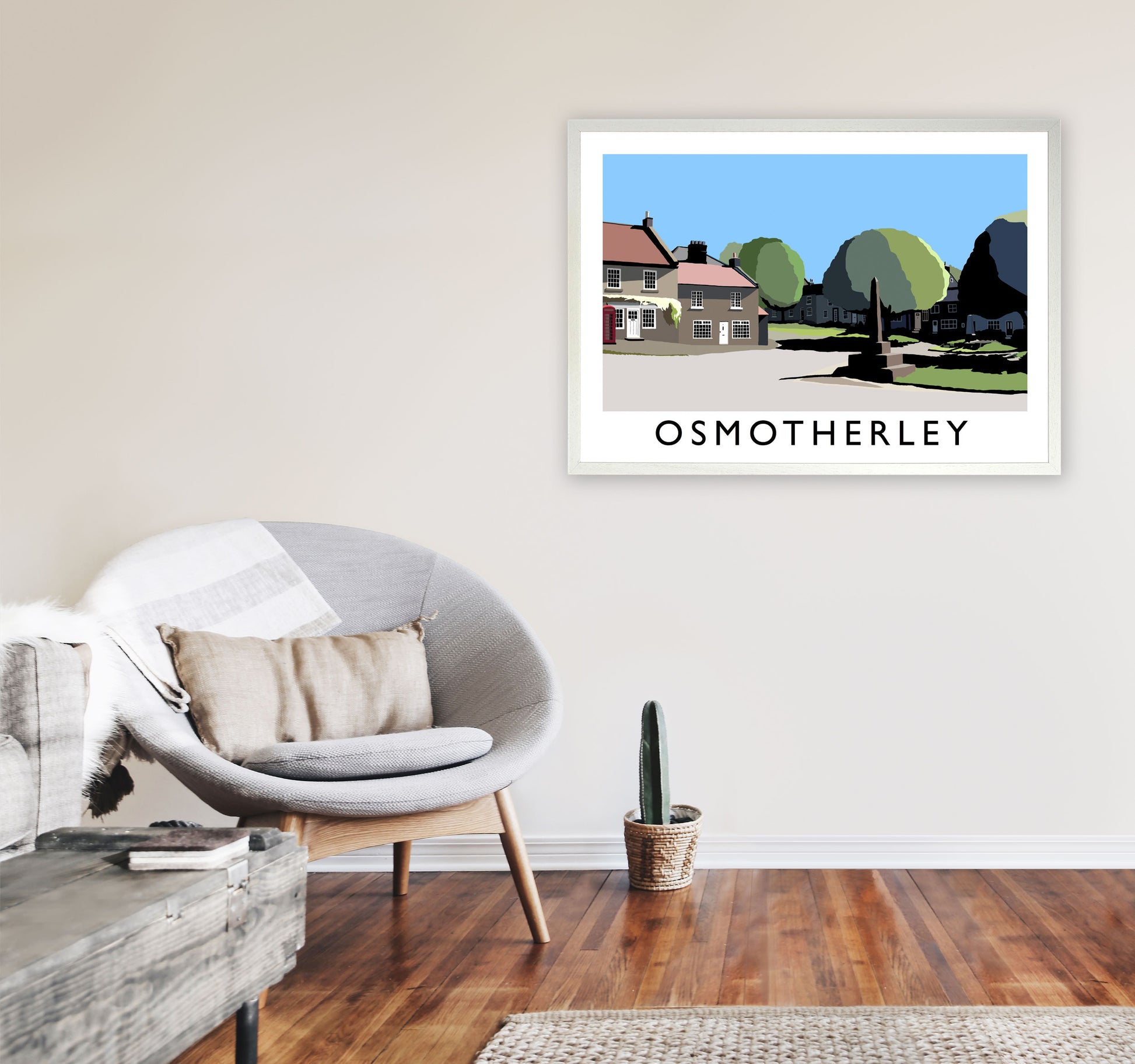 Osmotherley Travel Art Print by Richard O'Neill, Framed Wall Art A1 Oak Frame