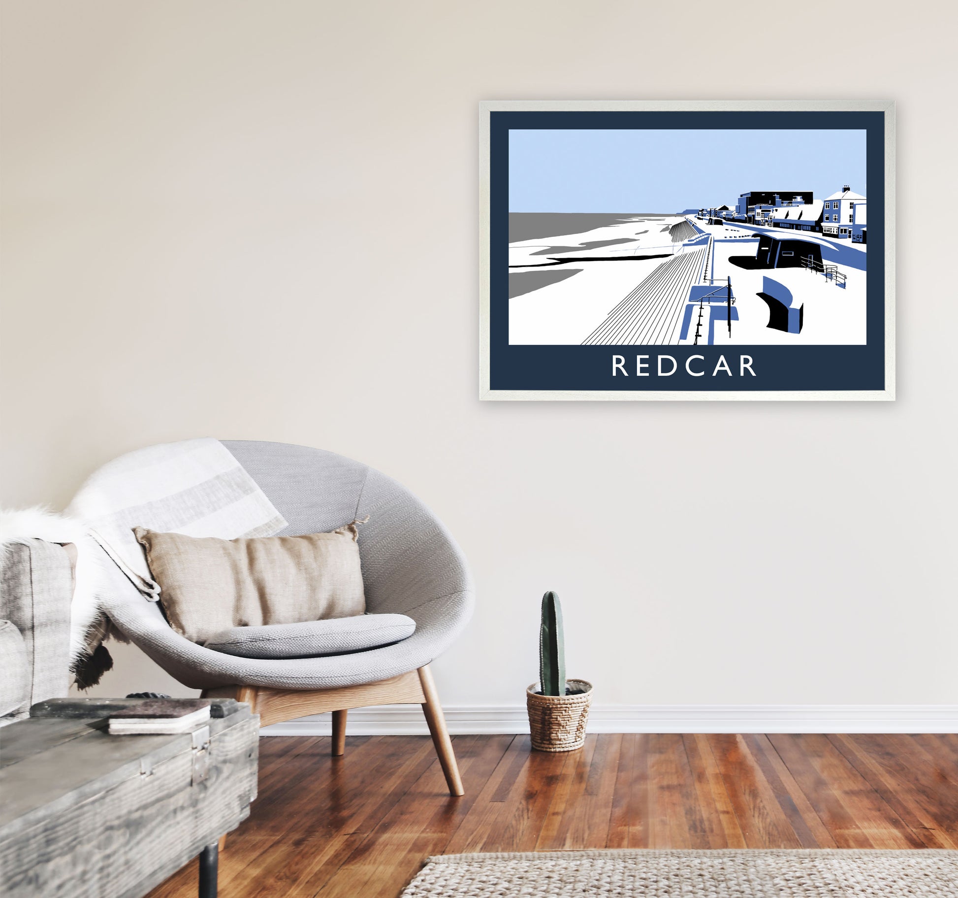 Redcar Framed Digital Art Print by Richard O'Neill, Framed Wall Art A1 Oak Frame