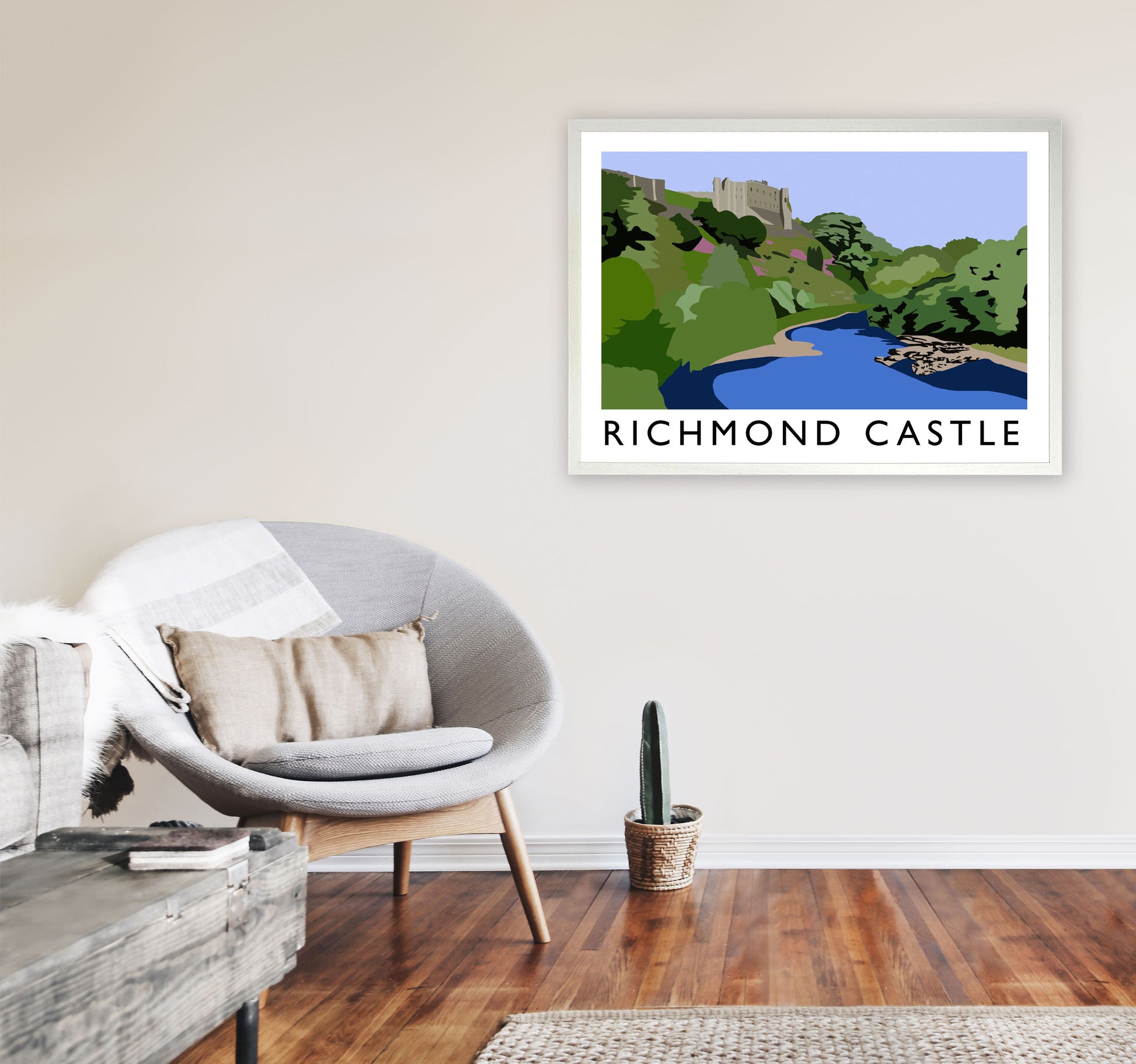 Richmond Castle Digital Art Print by Richard O'Neill, Framed Wall Art A1 Oak Frame