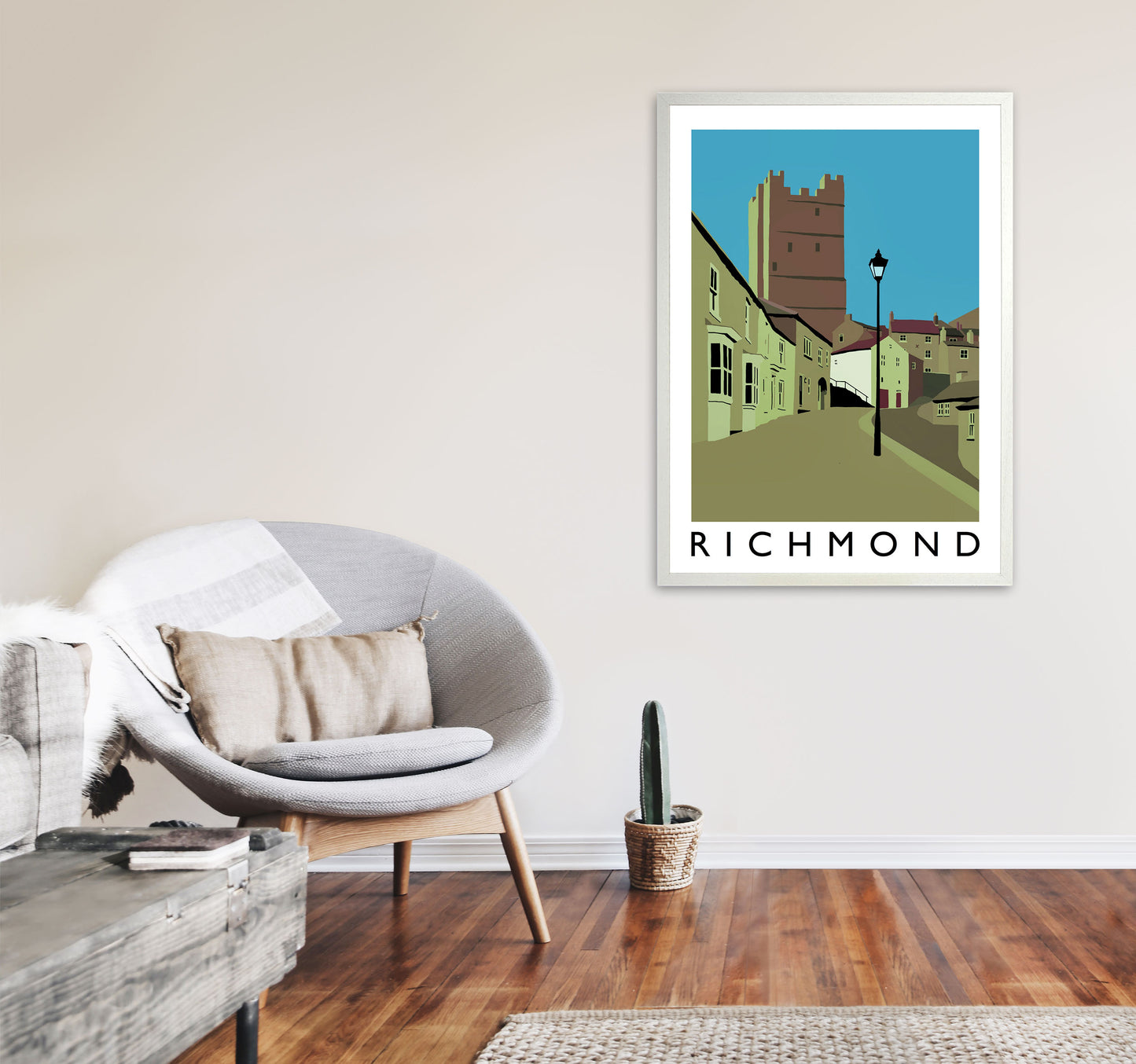 Richmond  PortyraitTravel Art Print by Richard O'Neill, Framed Wall Art A1 Oak Frame