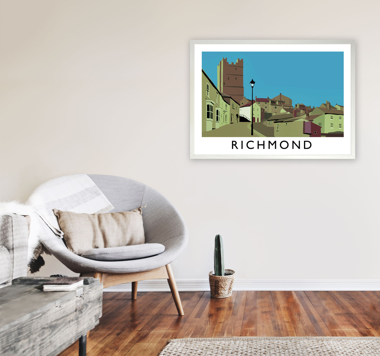 Richmond Travel Art Print by Richard O'Neill, Framed Wall Art A1 Oak Frame