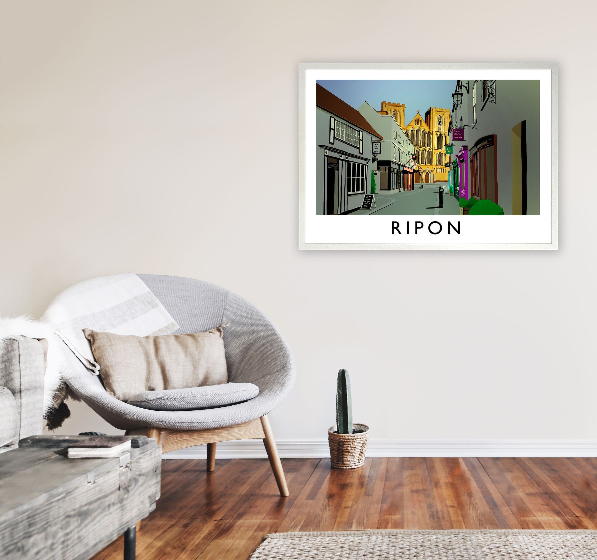 Ripon Framed Digital Art Print by Richard O'Neill, Framed Wall Art A1 Oak Frame