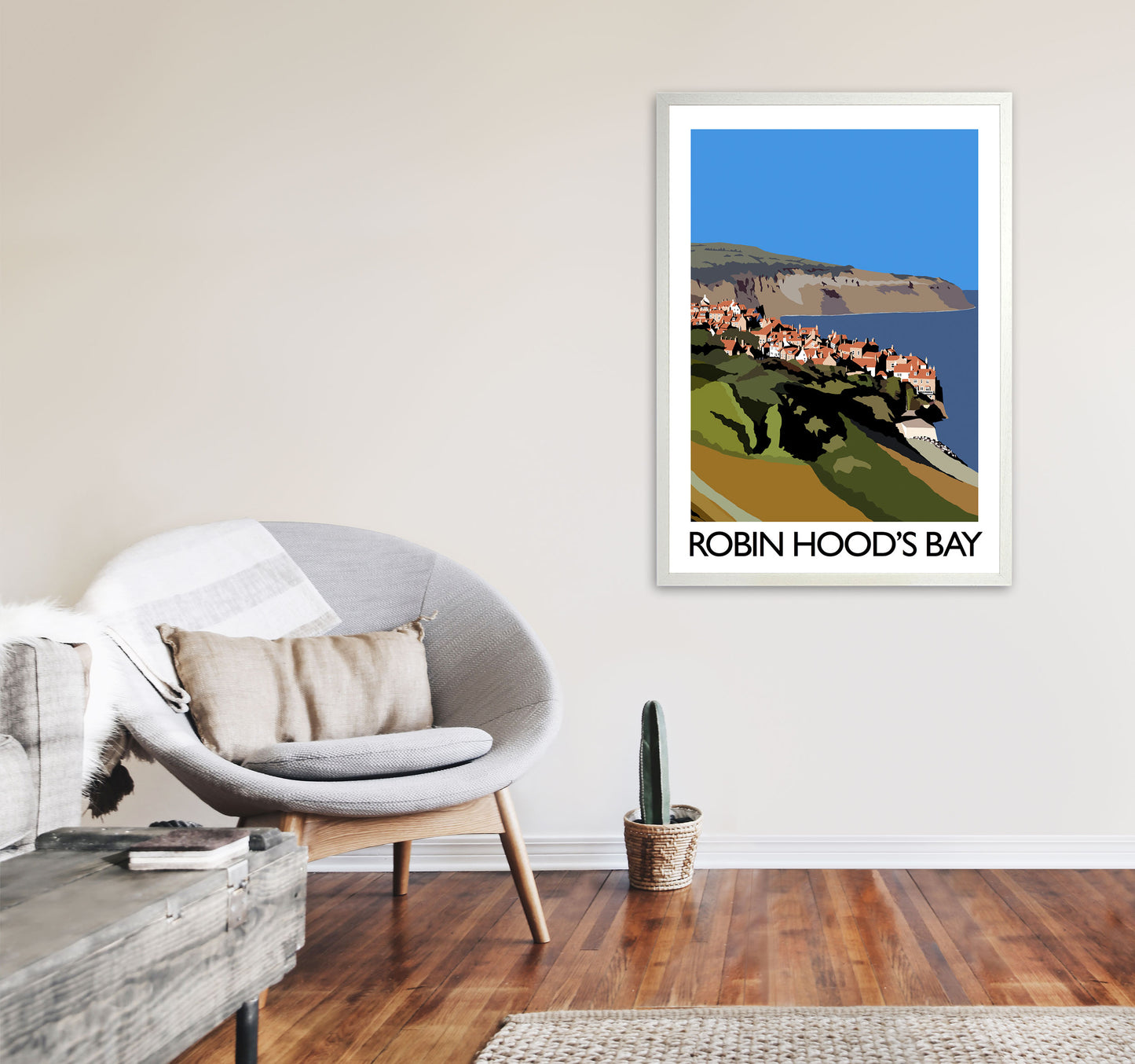 Robin Hood's Bay Portrait Travel Art Print by Richard O'Neill, Framed Wall Art A1 Oak Frame