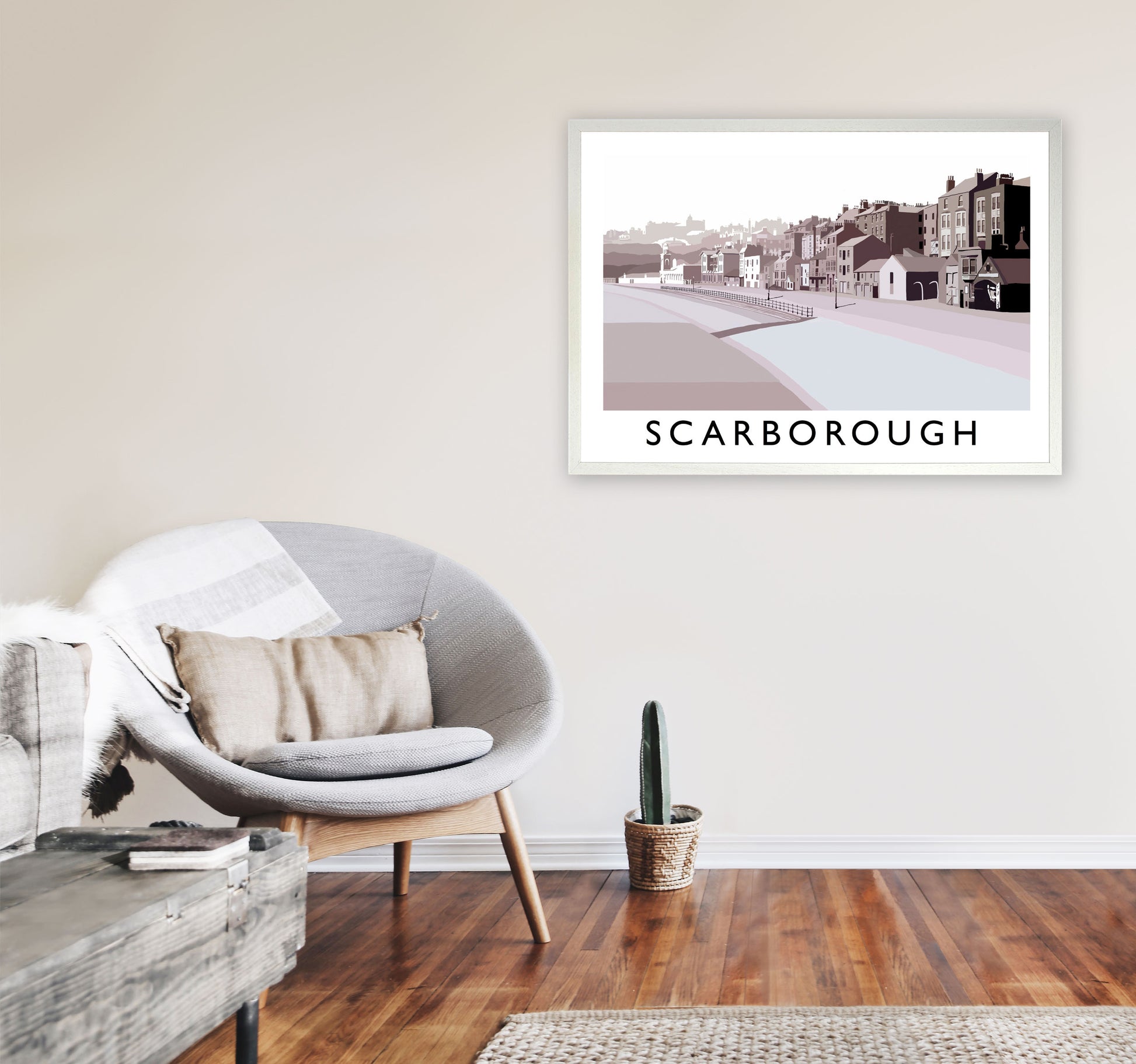 Scarborough Old Travel Art Print by Richard O'Neill, Framed Wall Art A1 Oak Frame