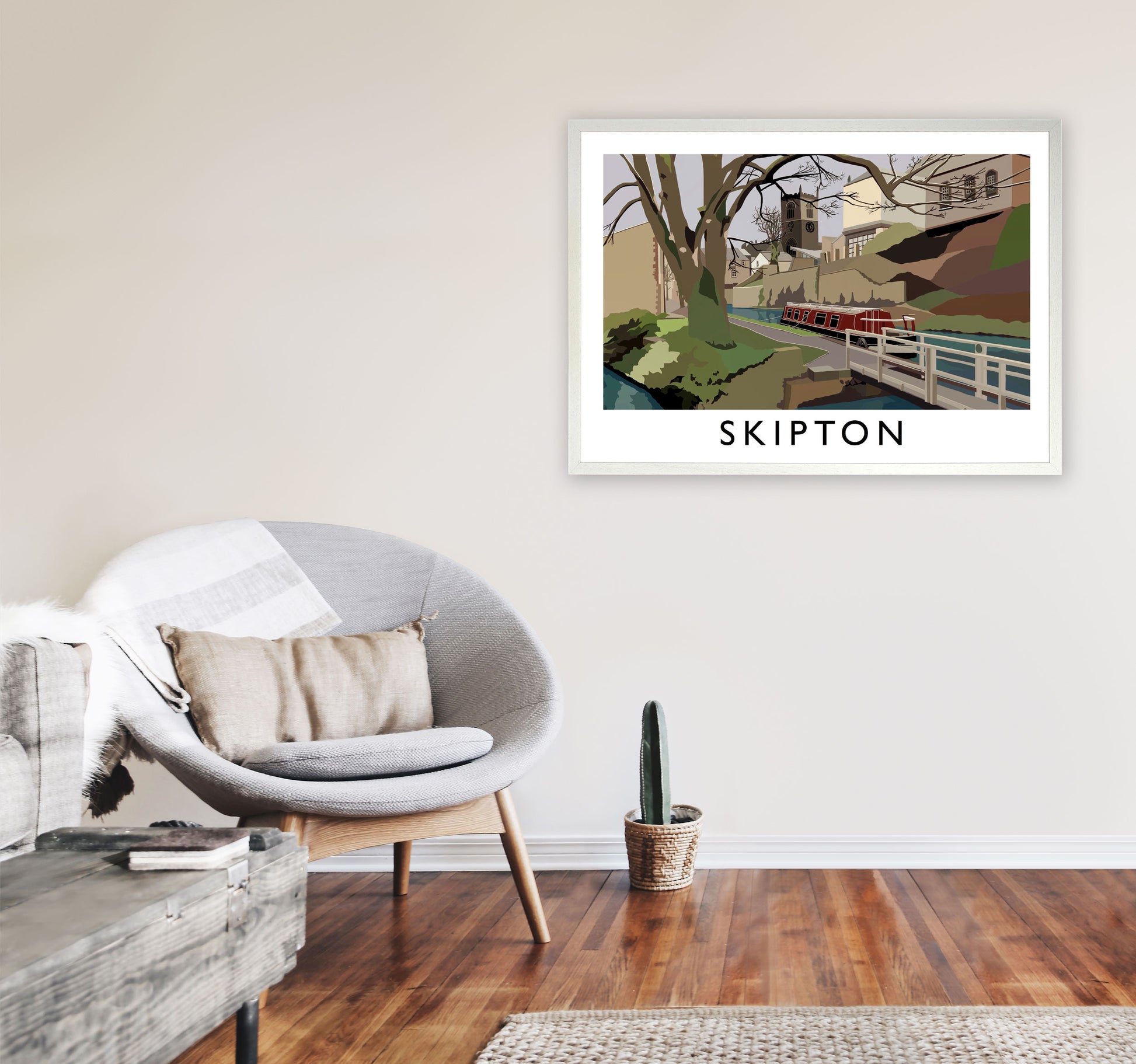 Skipton, North Yorkshire Travel Art Print by Richard O'Neill A1 Oak Frame