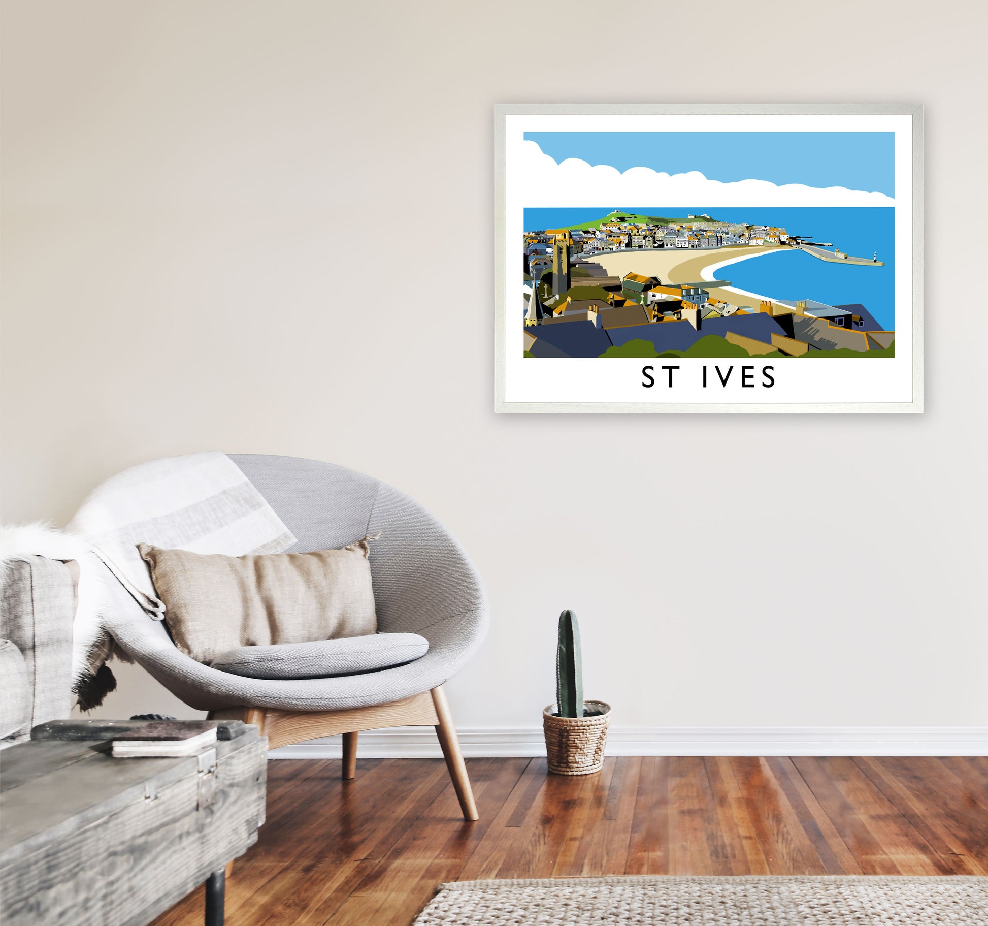 St Ives Art Print by Richard O'Neill, Framed Wall Art A1 Oak Frame