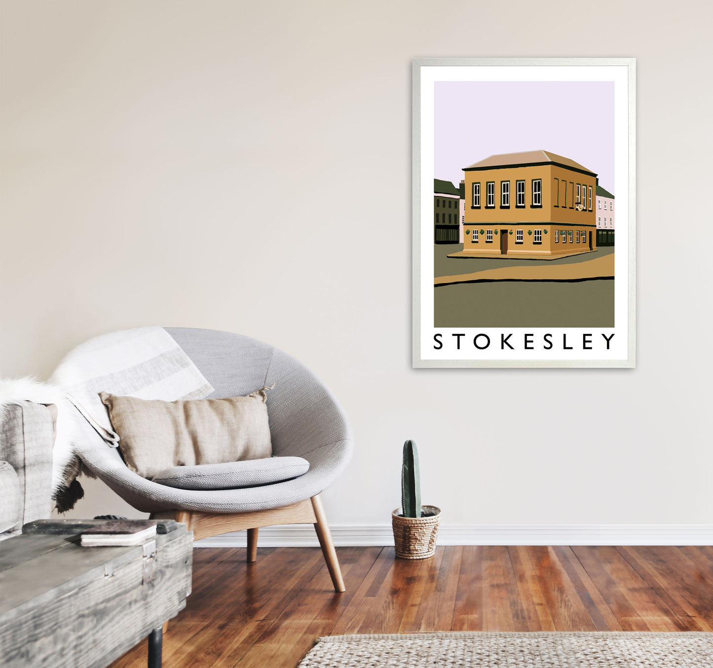 Stokesley Portrait Travel Art Print by Richard O'Neill, Framed Wall Art A1 Oak Frame