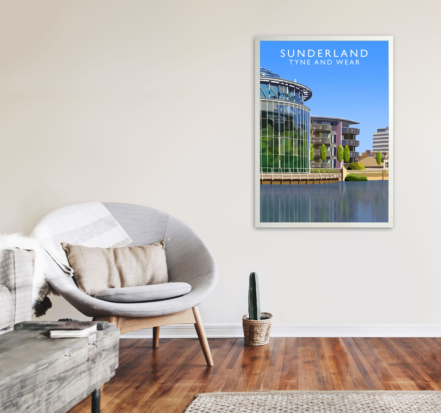 Sunderland Tyne and Wear Art Print by Richard O'Neill, Framed Wall Art A1 Oak Frame