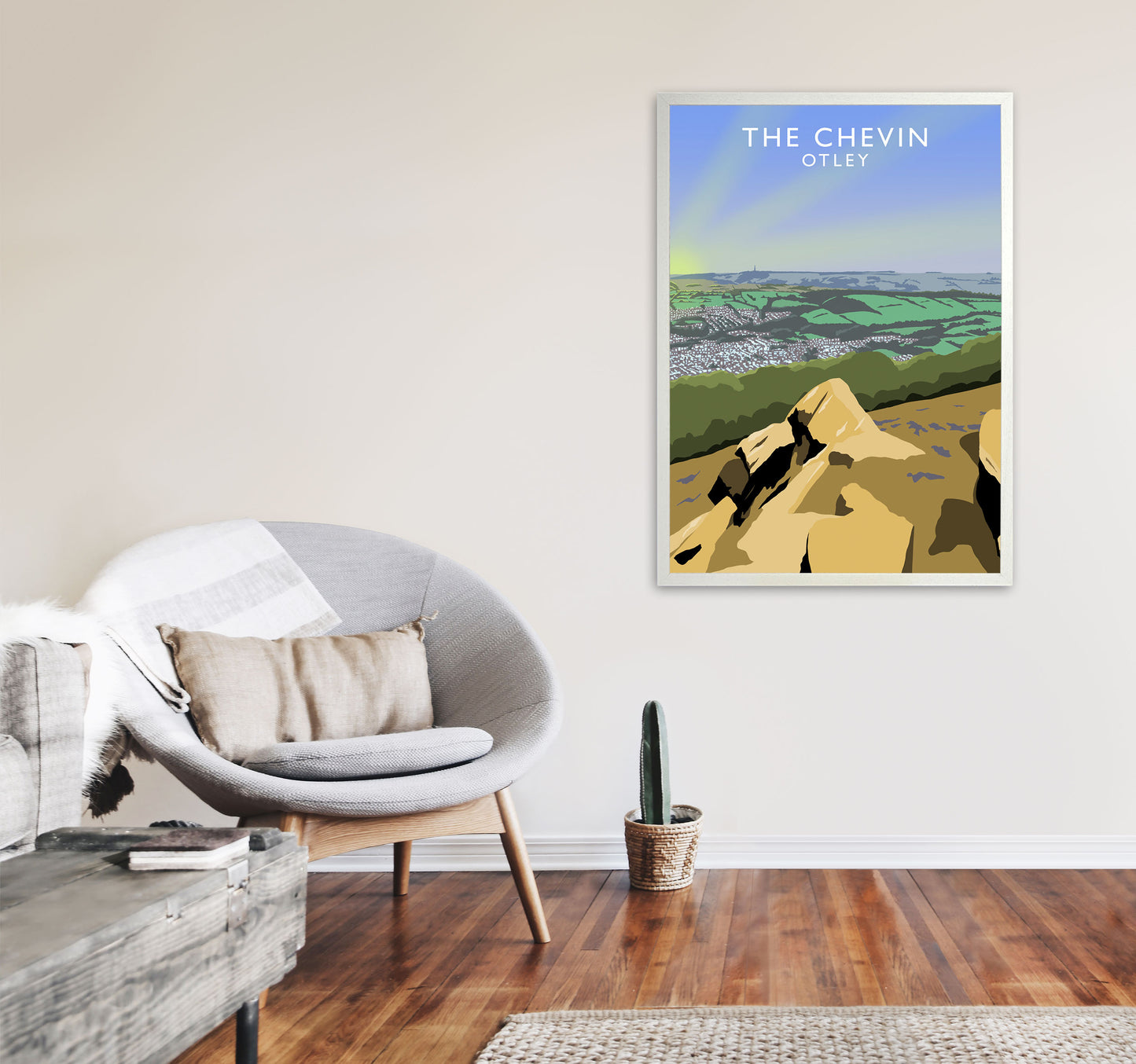 The Chevin Otley Art Print by Richard O'Neill, Framed Wall Art A1 Oak Frame