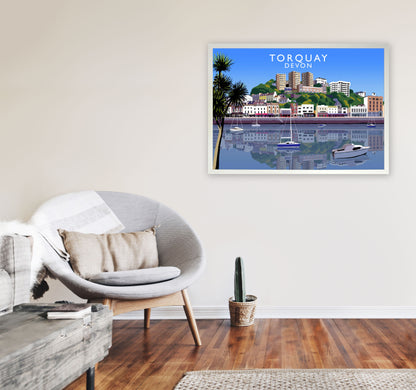 Torquay Devon Art Print by Richard O'Neill, Framed Wall Art A1 Oak Frame