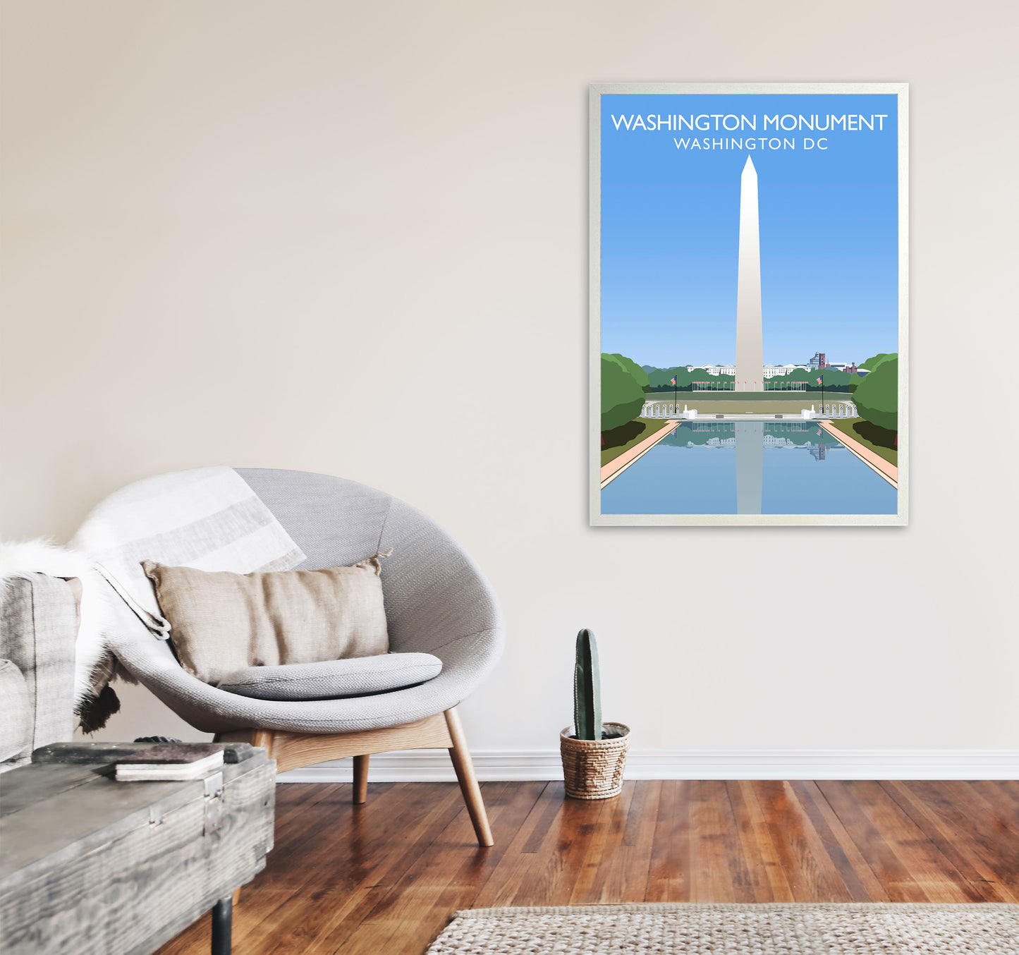 Washington DC Monument Travel Art Print by Richard O'Neill A1 Oak Frame