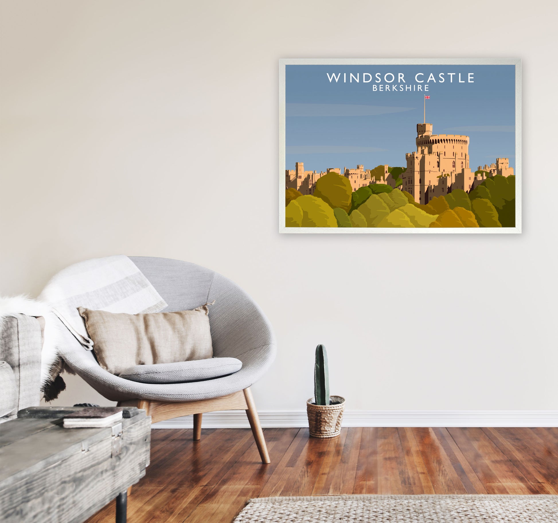 Windsor Castle Berkshire Travel Art Print by Richard O'Neill A1 Oak Frame