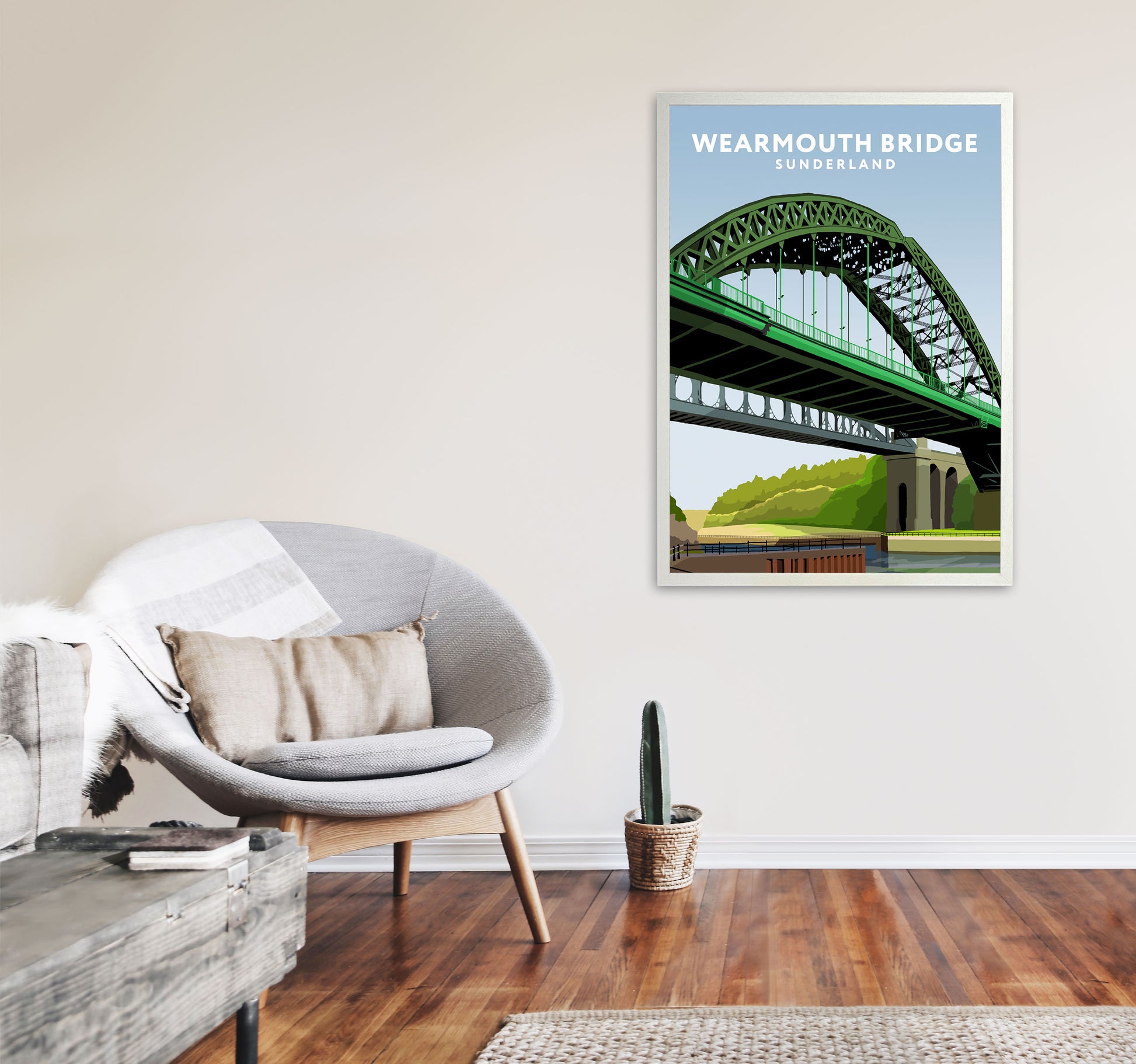 Wearmouth Bridge Portrait by Richard O'Neill A1 Oak Frame