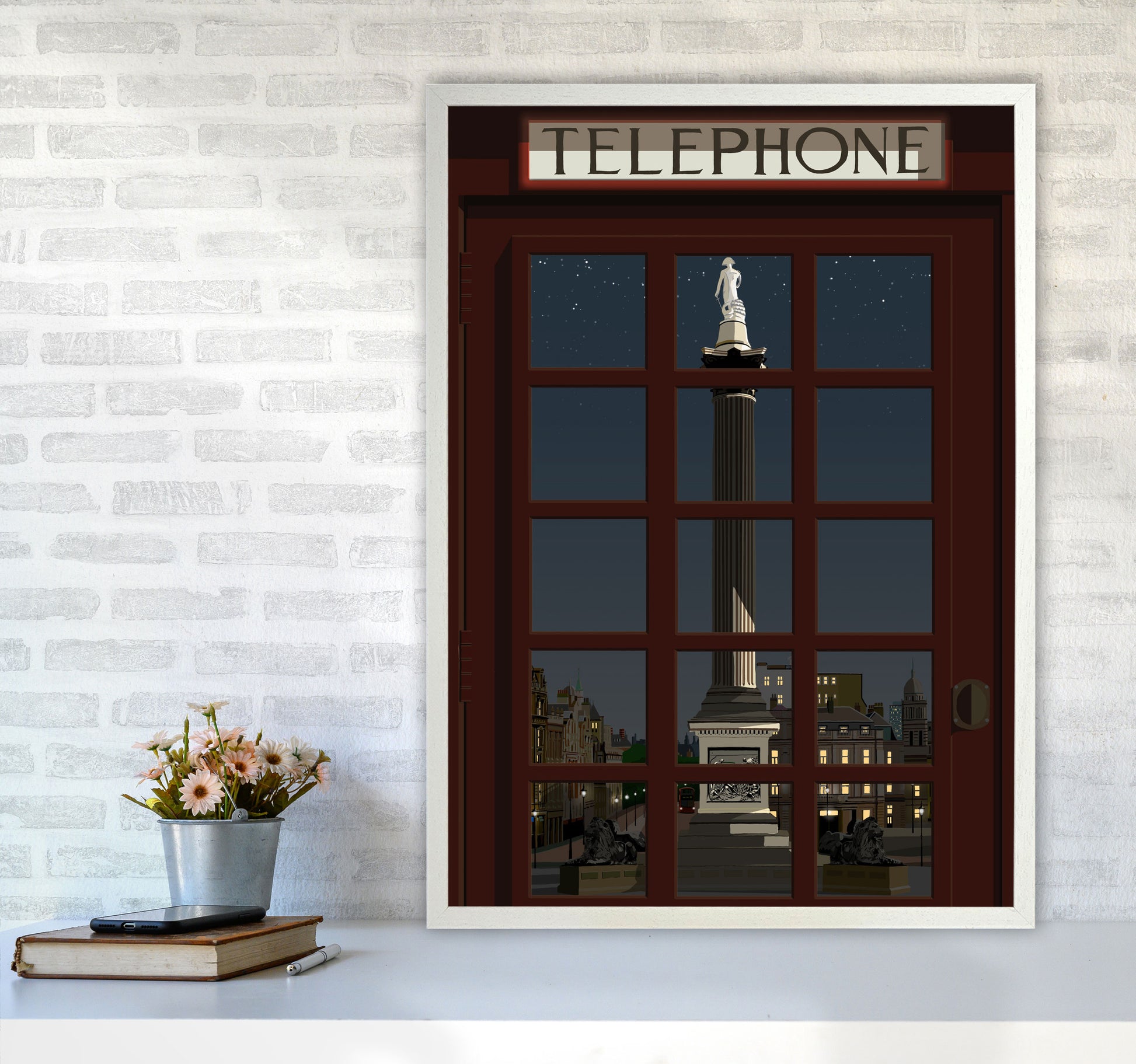 London Telephone Box 12 by Richard O'Neill A1 Oak Frame