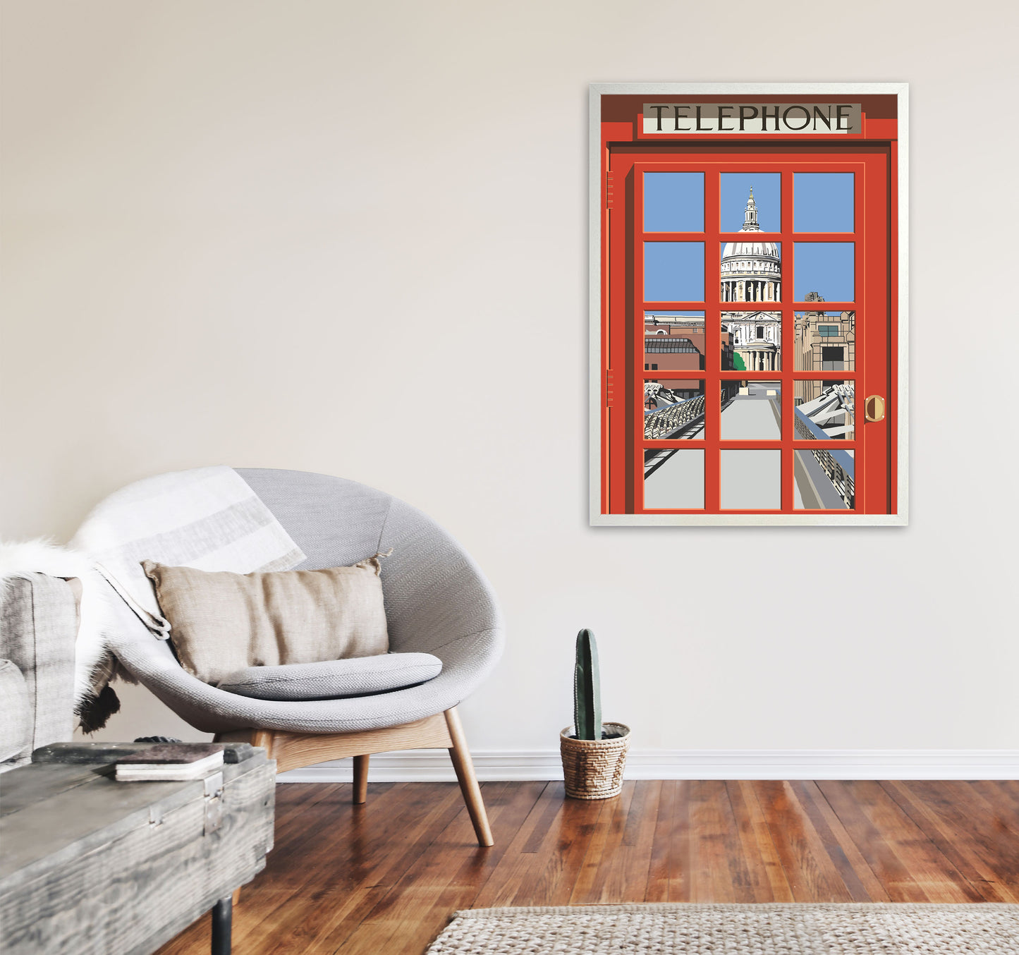 London Telephone Box 3 by Richard O'Neill A1 Oak Frame