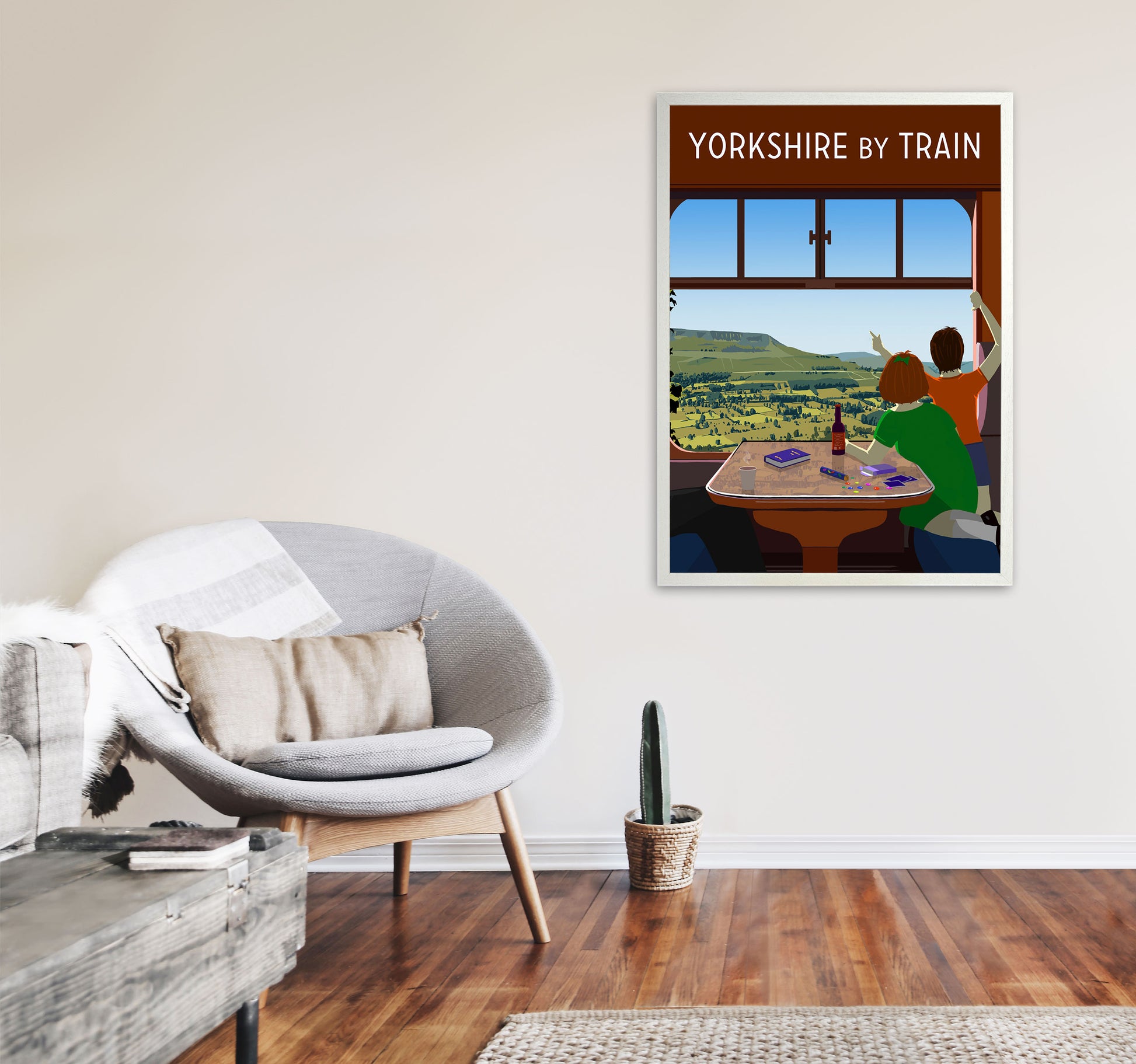 Yorkshire by Train 1 portrait by Richard O'Neill A1 Oak Frame